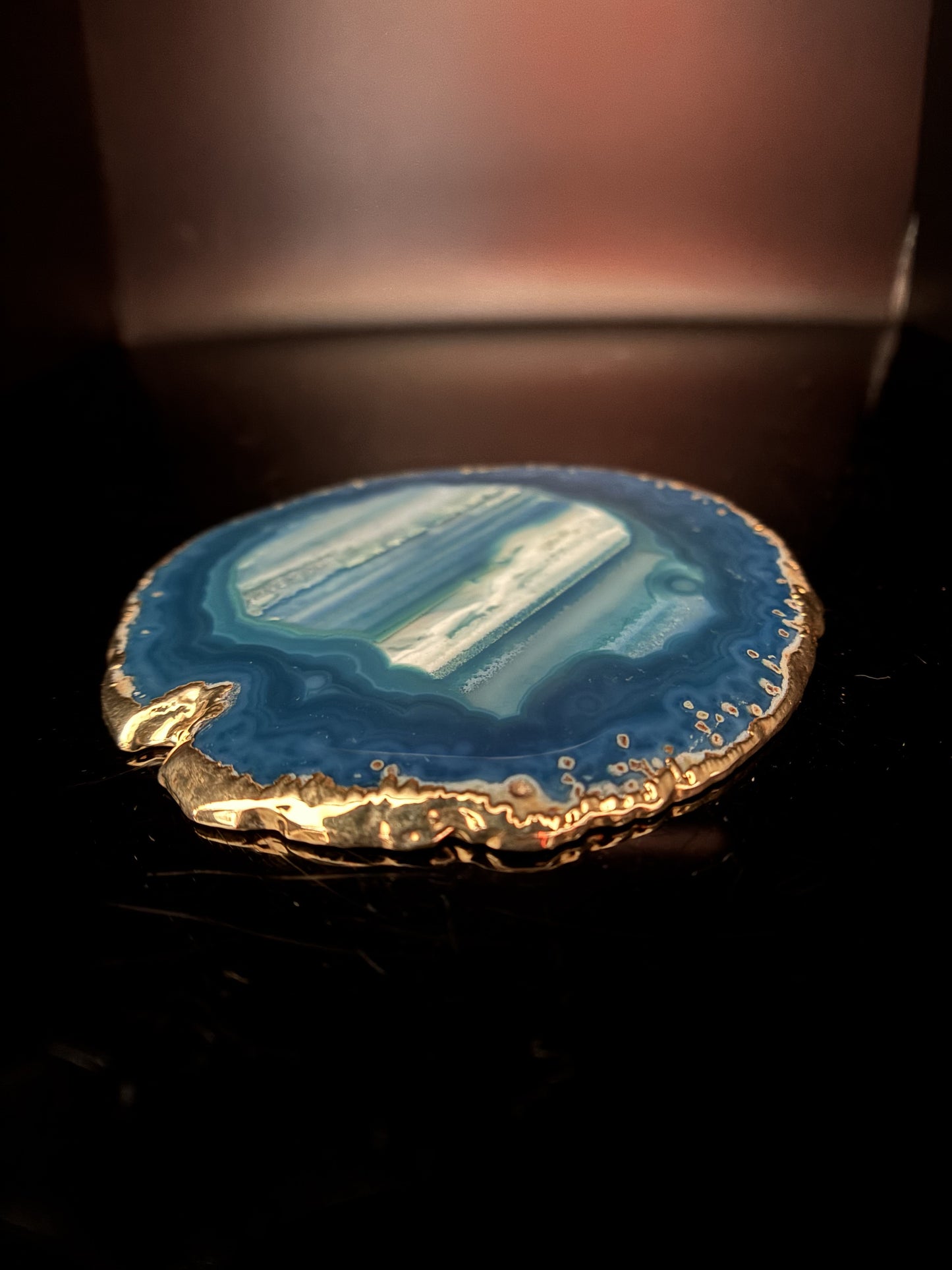 Blue Agate Electroplated Coaster