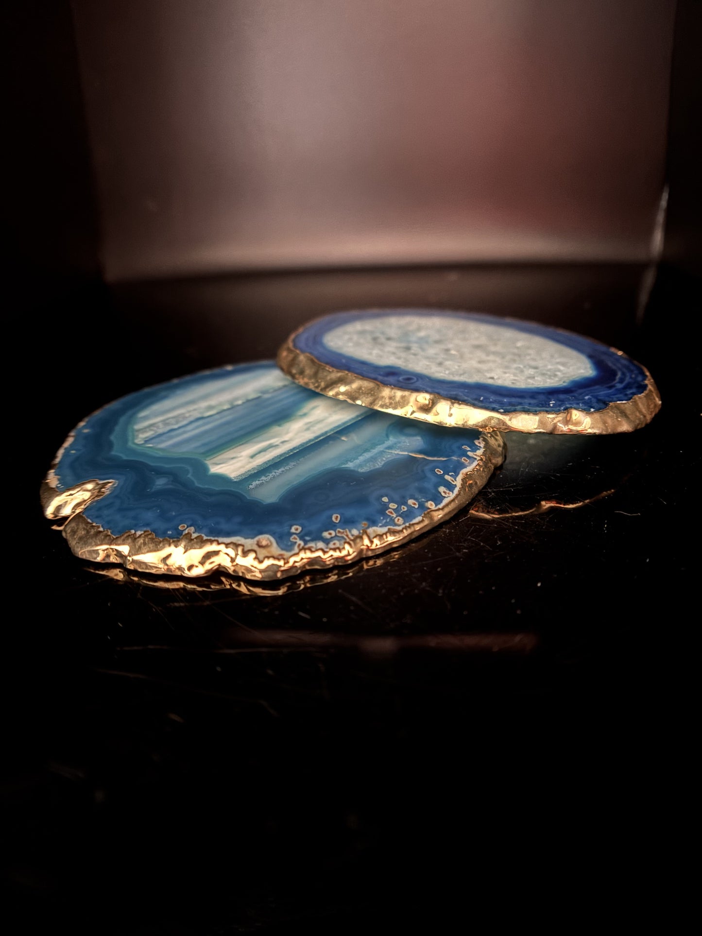 Blue Agate Electroplated Coaster