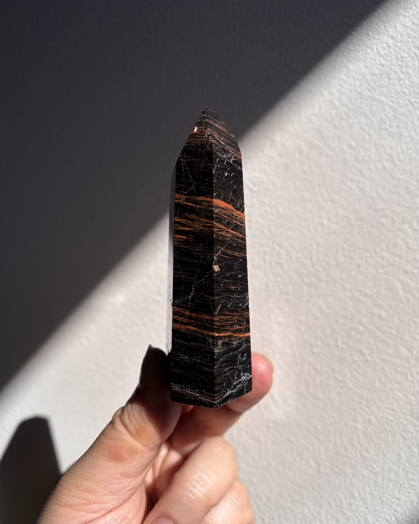 Brazilian Black Tourmaline with Hematite Tower 113.4g