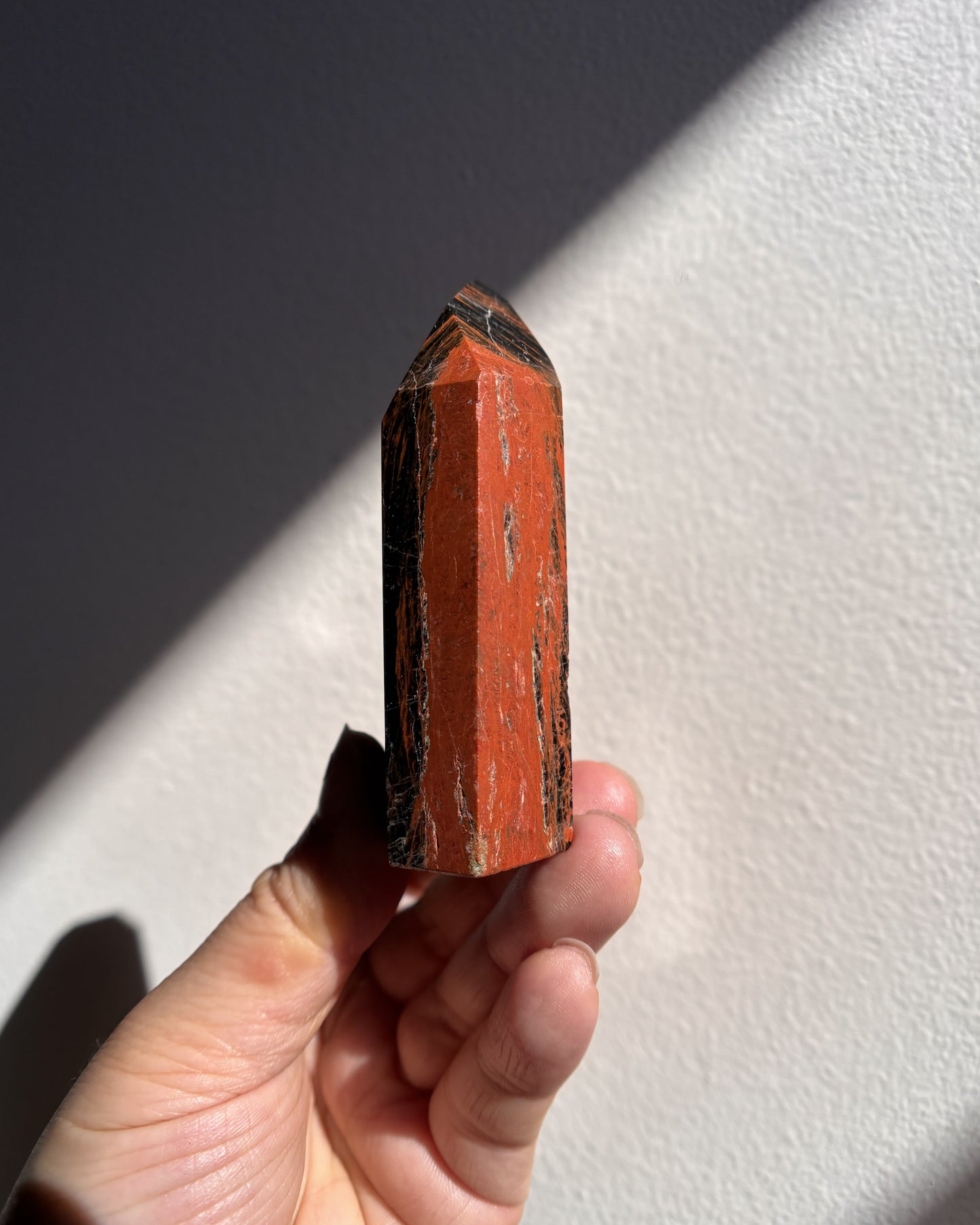 Brazilian Black Tourmaline with Hematite Tower 129.1g