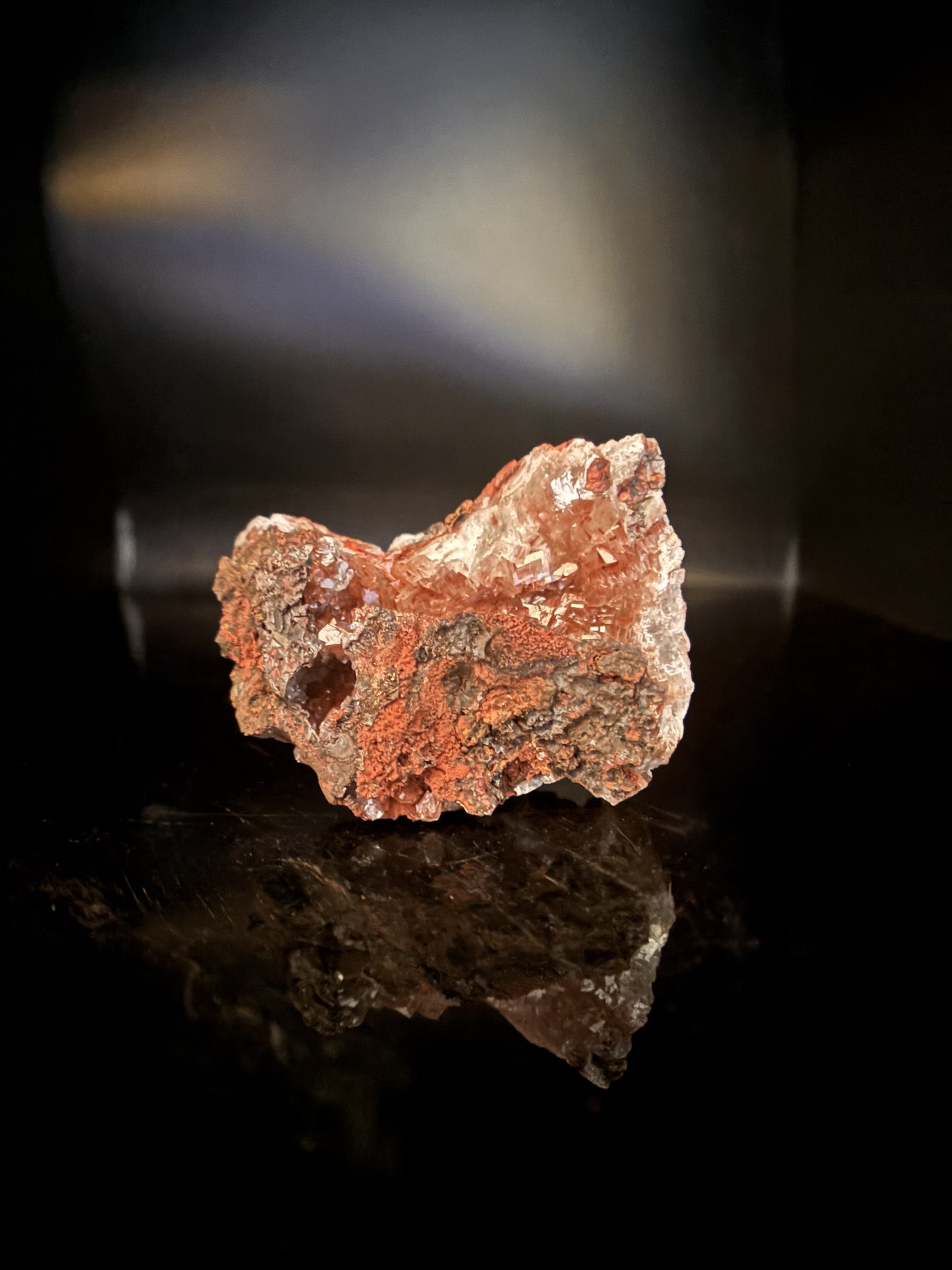 Raw Calcite with Hematite Cluster