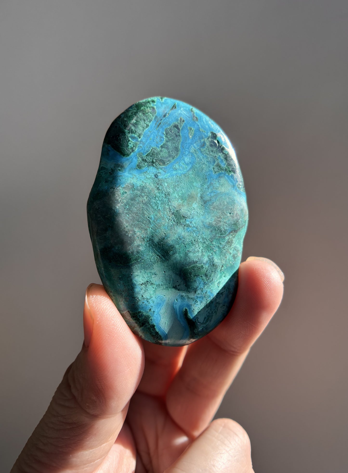 Chrysocolla Malachite Palmstone 37g