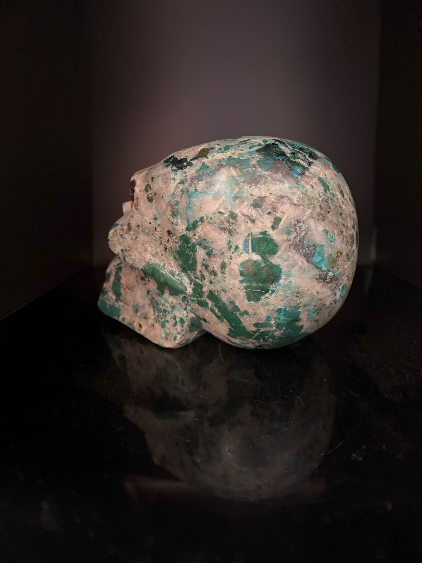 Chrysocolla and Quartz Skull 2.07kg (4.6lbs)