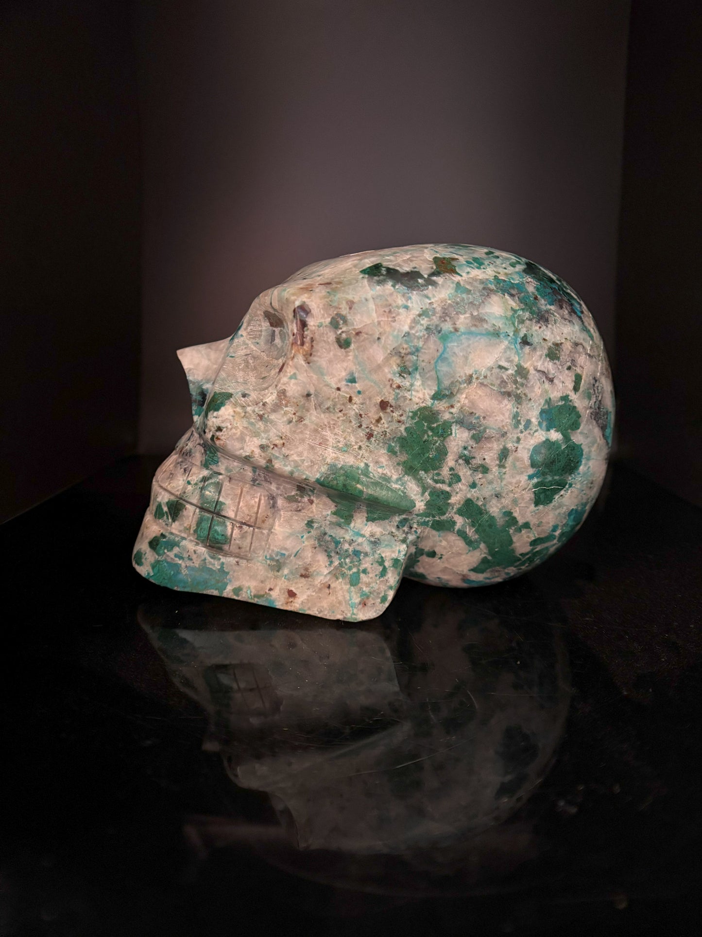 Chrysocolla and Quartz Skull 2.07kg (4.6lbs)