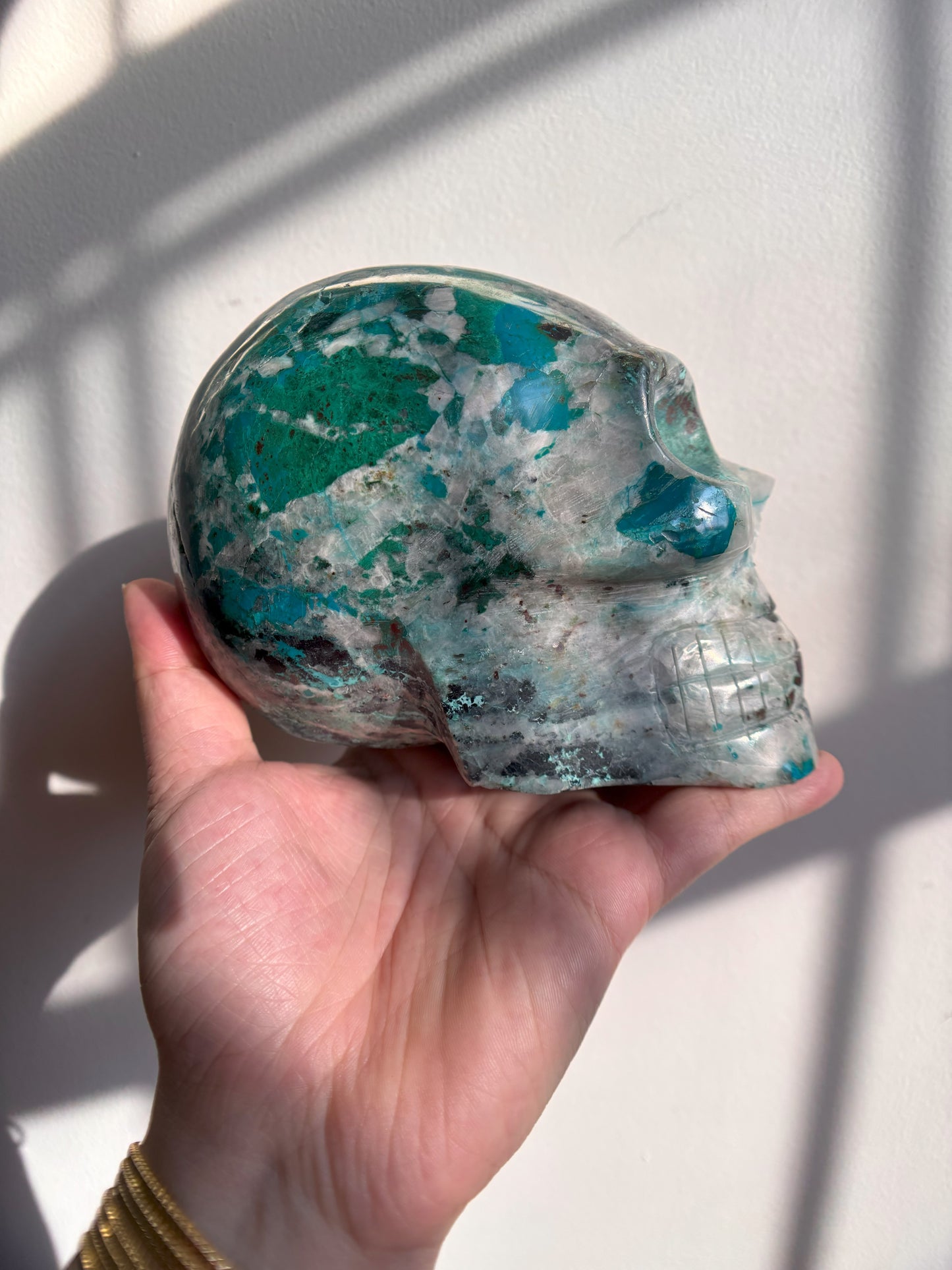Chrysocolla and Quartz Skull 2.07kg (4.6lbs)