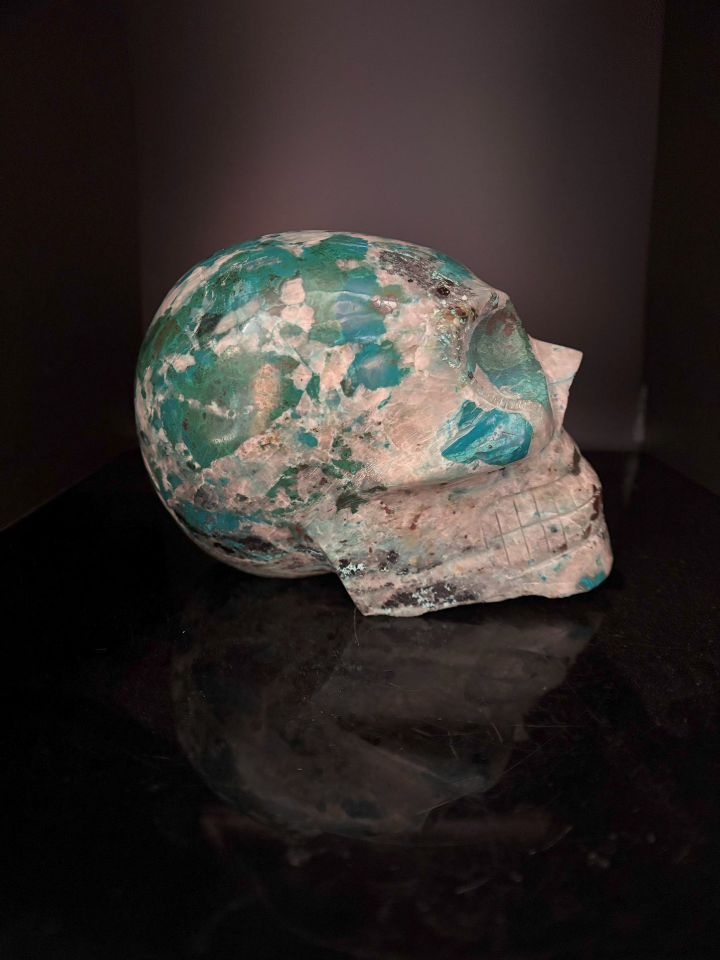 Chrysocolla and Quartz Skull 2.07kg (4.6lbs)