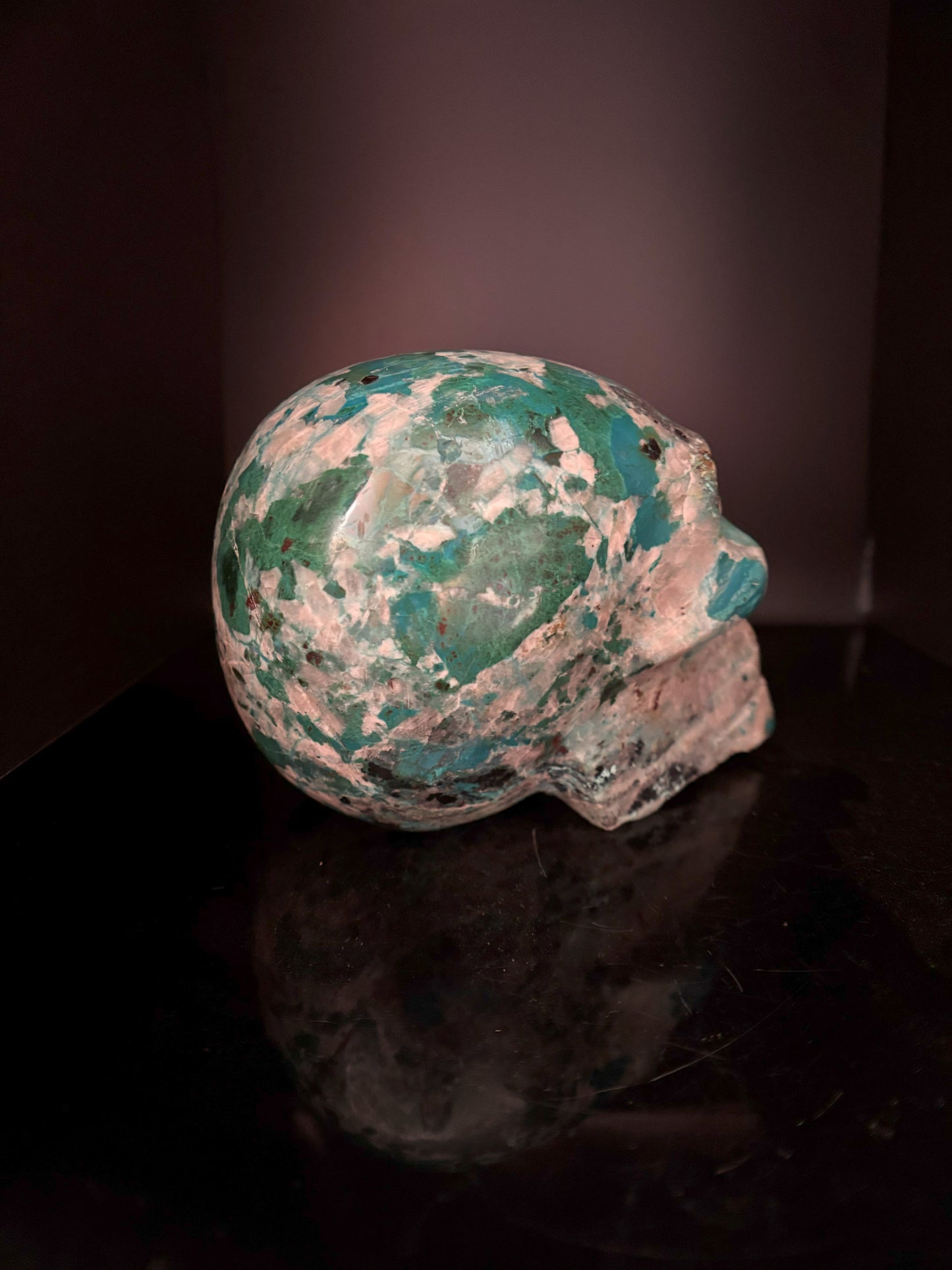 Chrysocolla and Quartz Skull 2.07kg (4.6lbs)