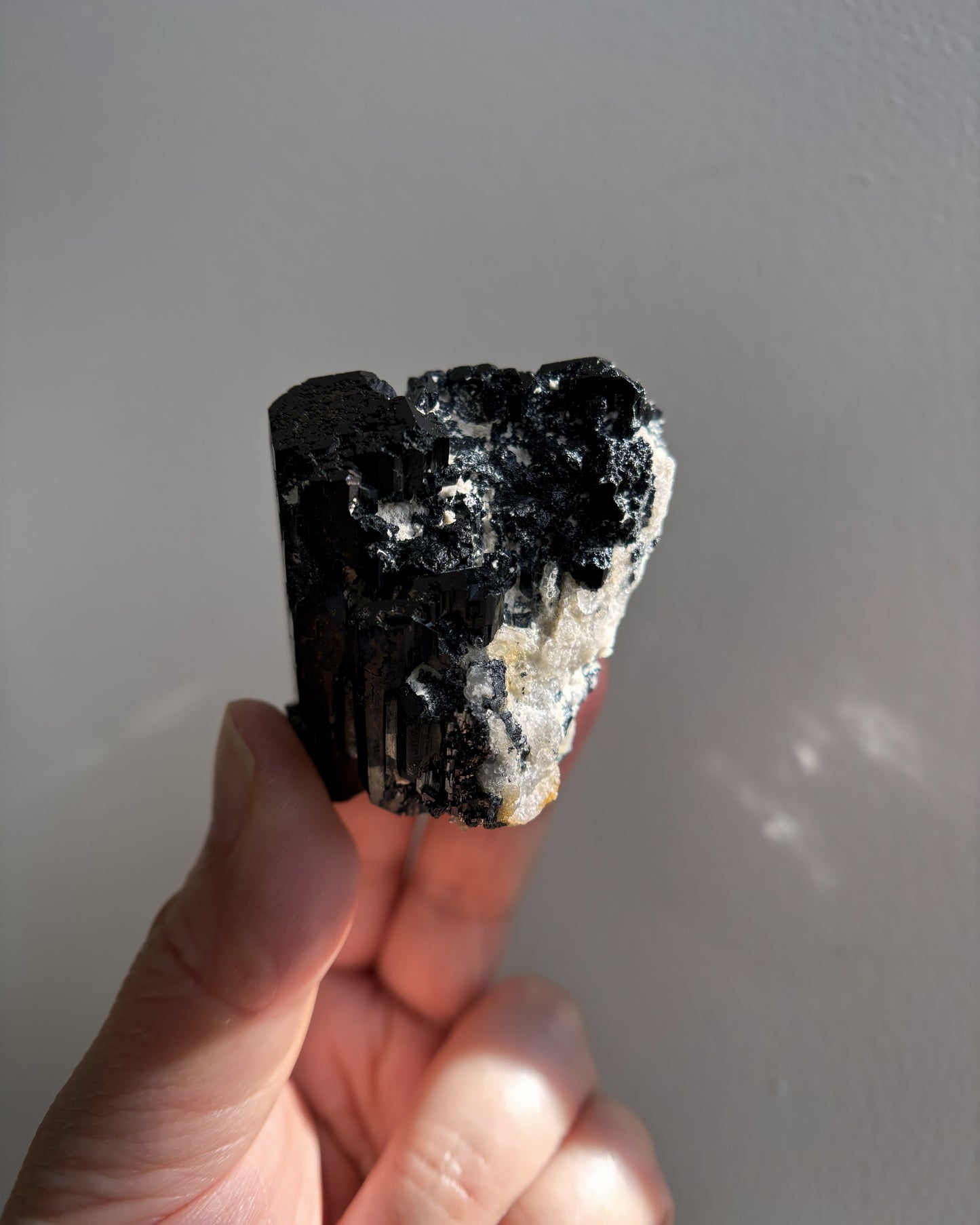 Rainbow-Refracted Namibian Black Tourmaline Mixed Minerals 91.1g