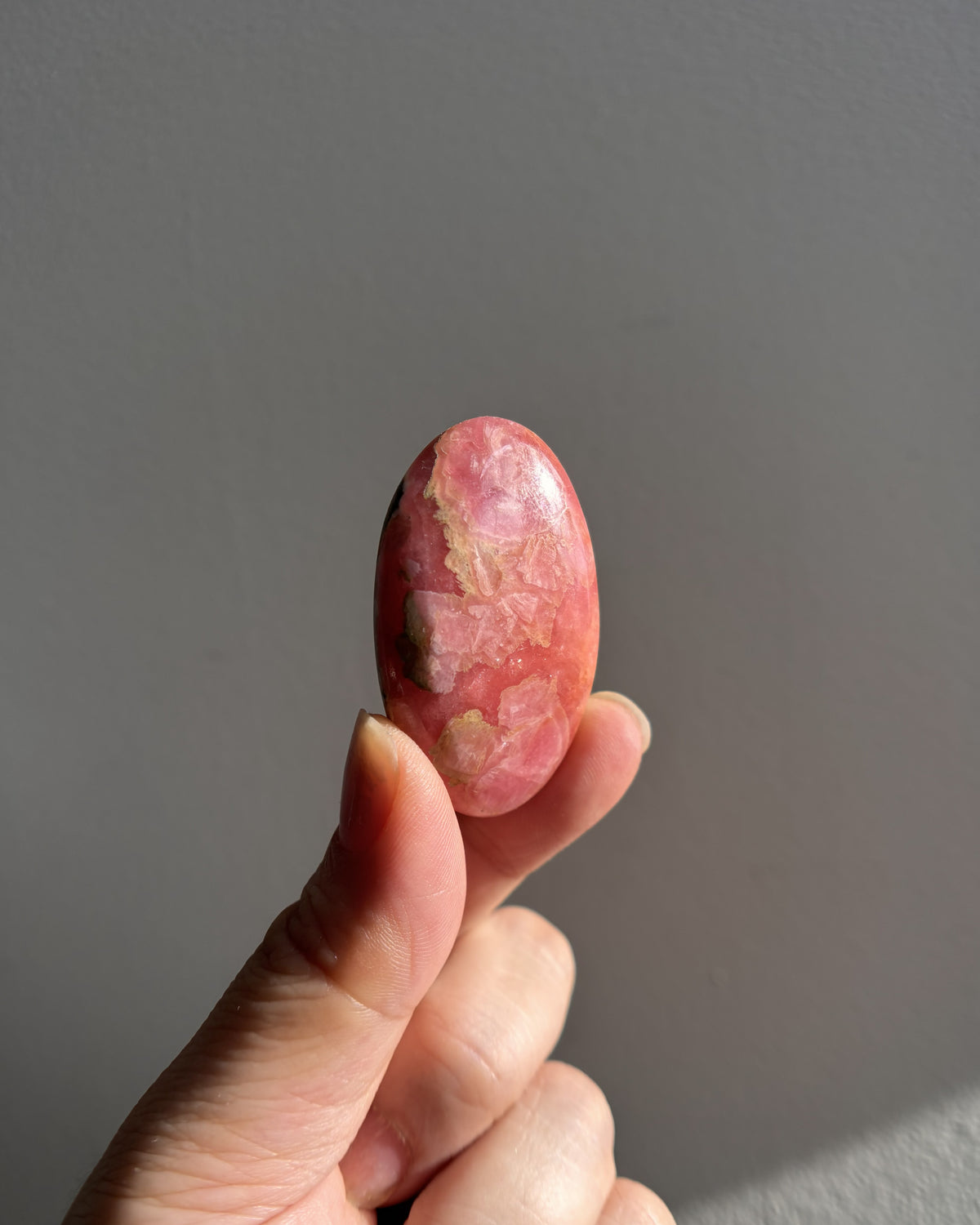 High-Grade Rhodochrosite Palmstone 32g