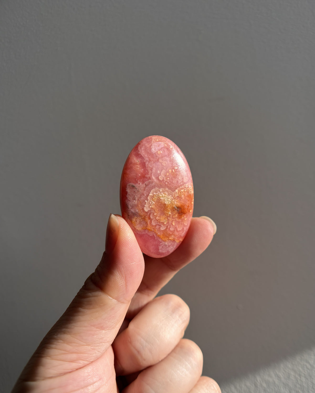 High-Grade Rhodochrosite Palmstone 33.8g