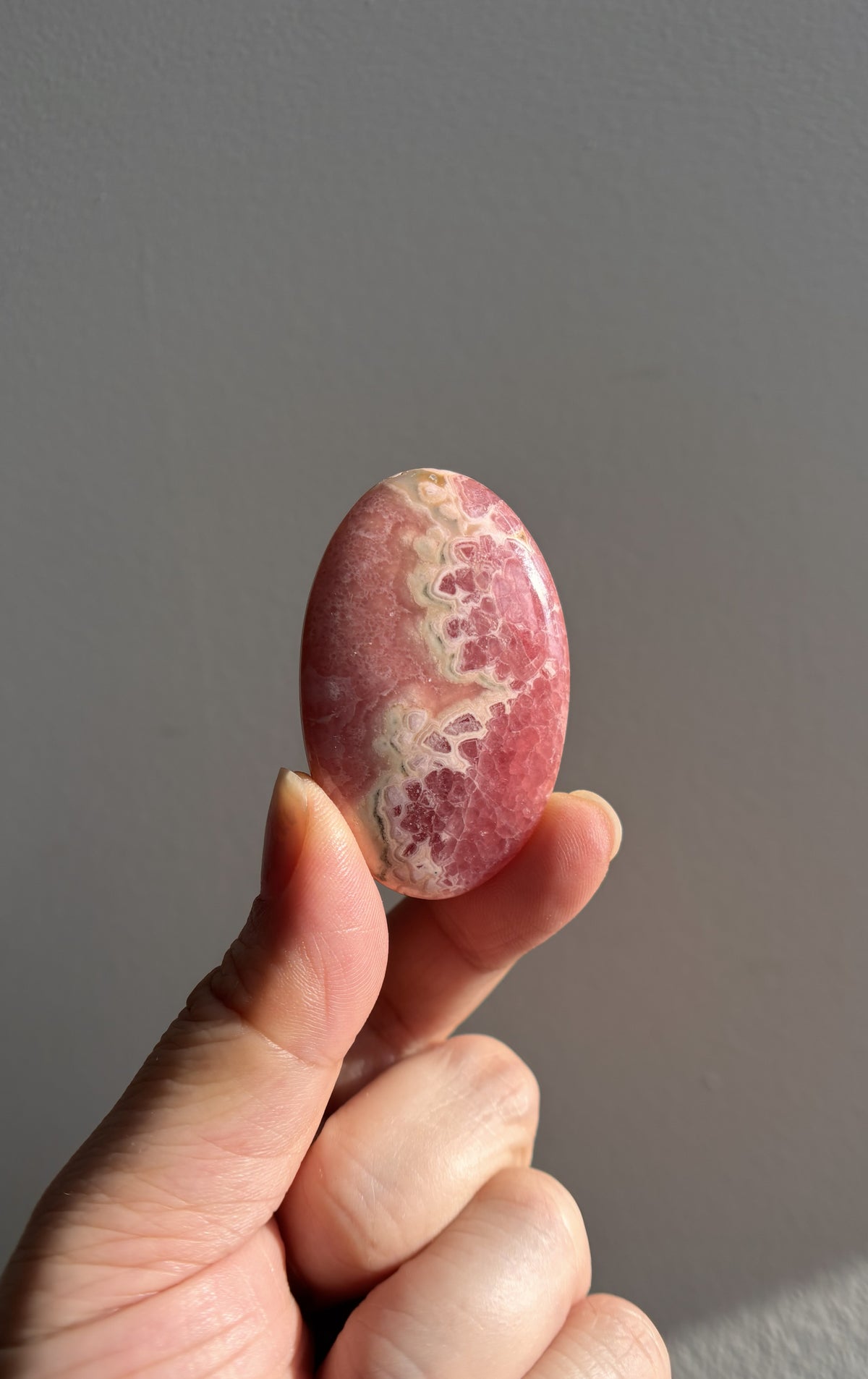 High-Grade Rhodochrosite Palmstone 36.1g