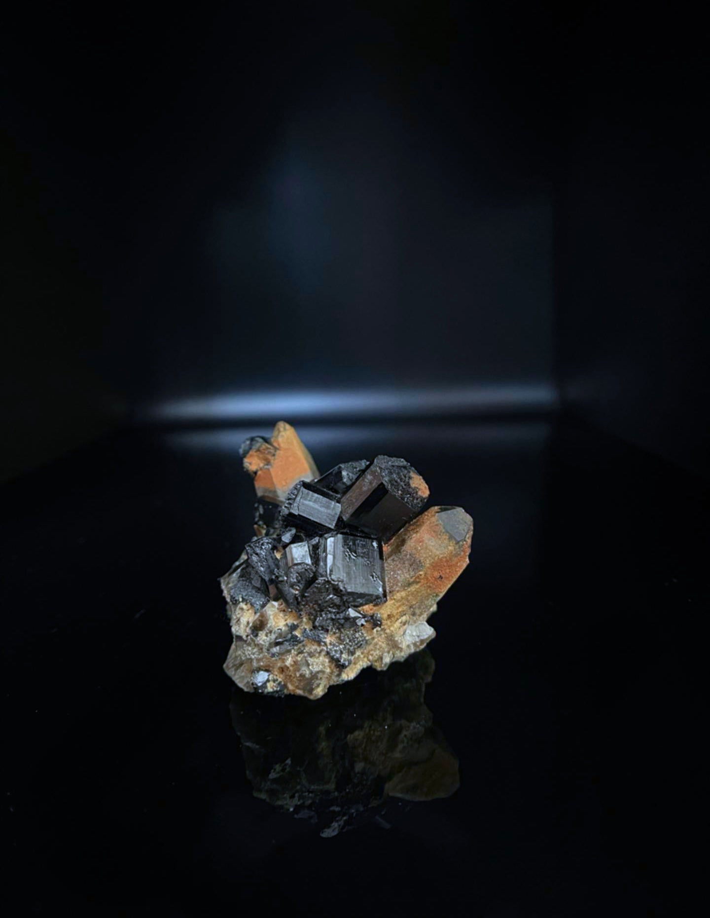 Namibian Black Tourmaline on Quartz with Iron 84.8g