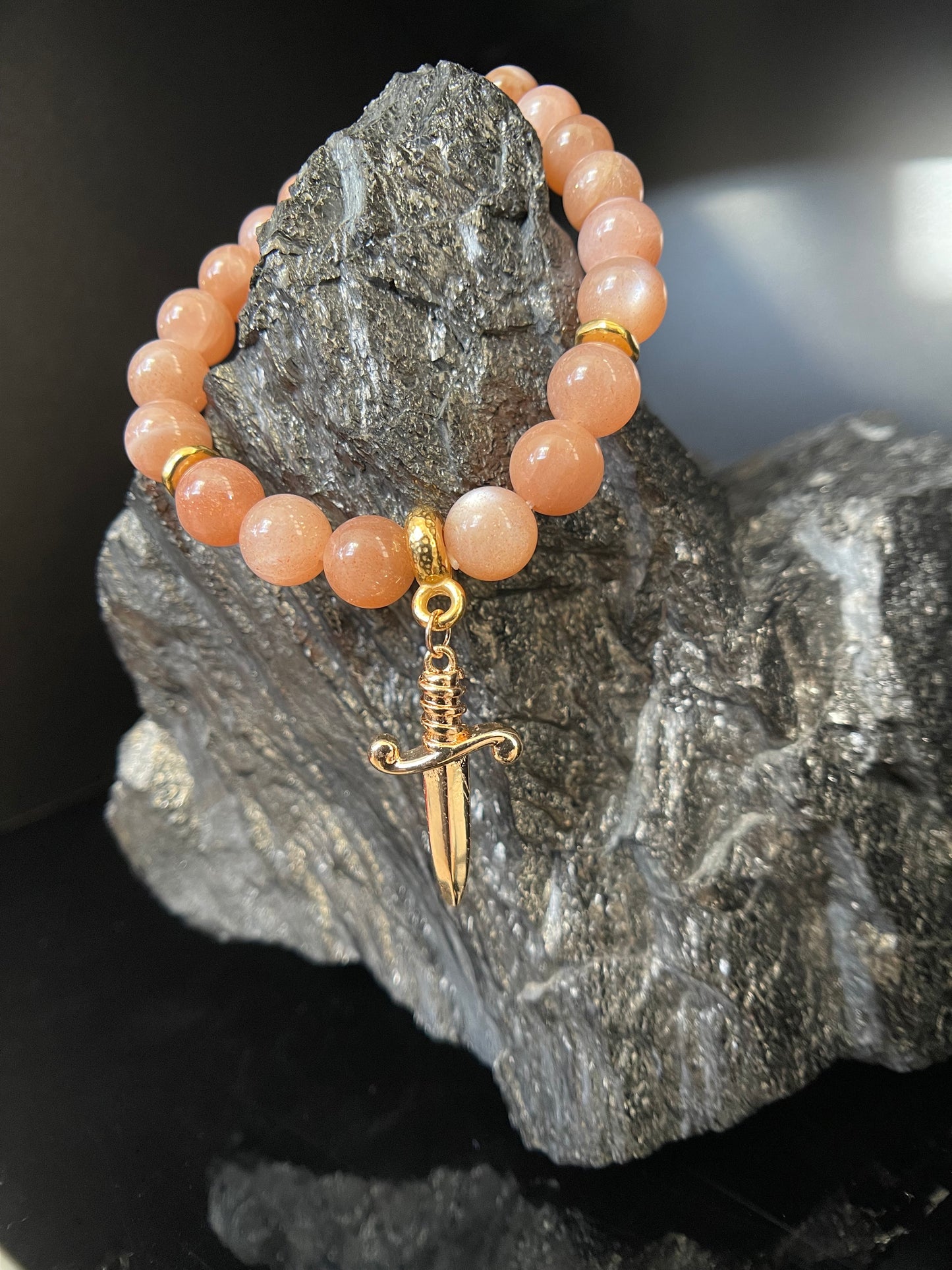 Peach Moonstone Dagger Bracelet