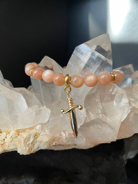 Peach Moonstone Dagger Bracelet