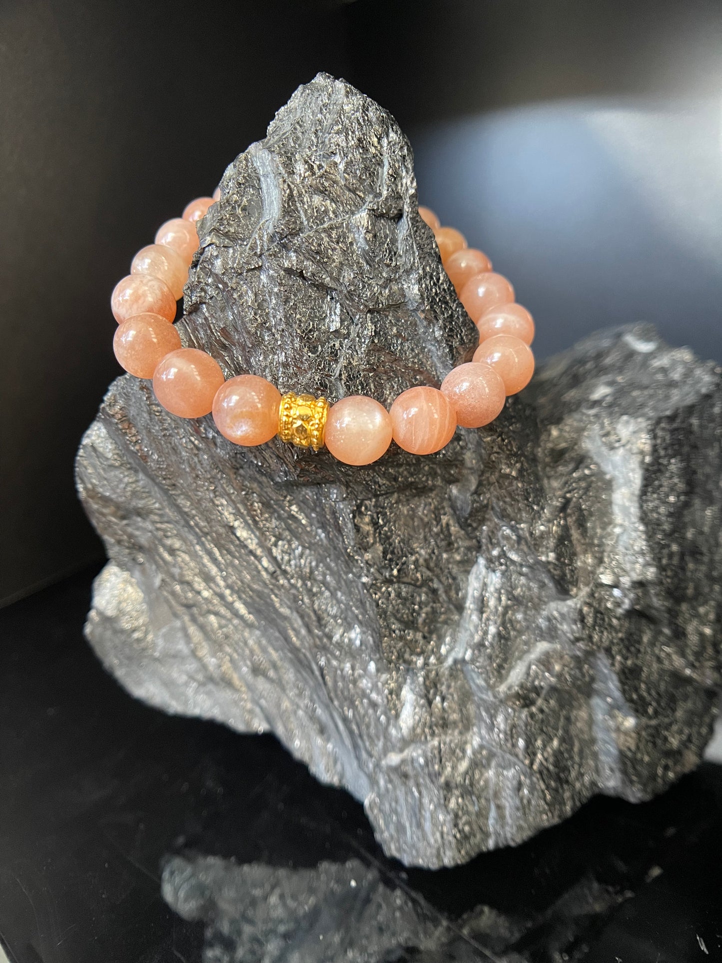 Peach Moonstone Warrior Bracelet