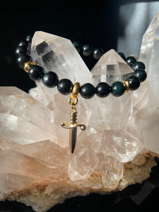 Burmese Black Jade Dagger Bracelet