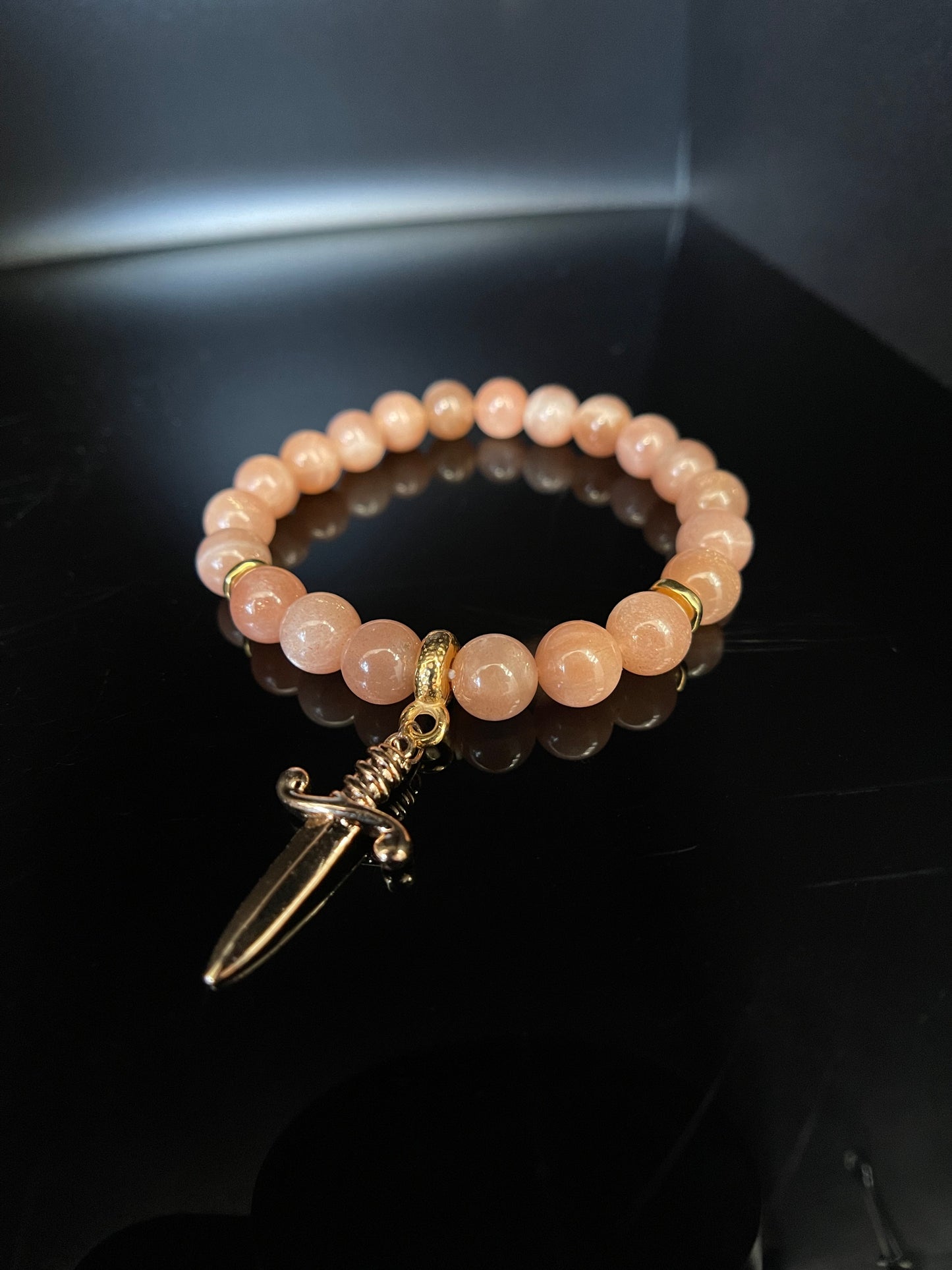 Peach Moonstone Dagger Bracelet