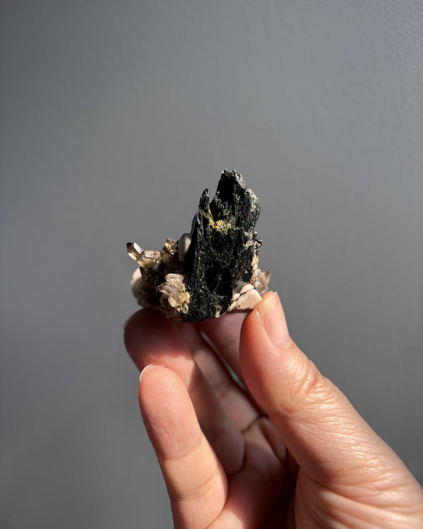 Aegirine with Multiple Smoky Quartz DT and Orthoclase 46.7g