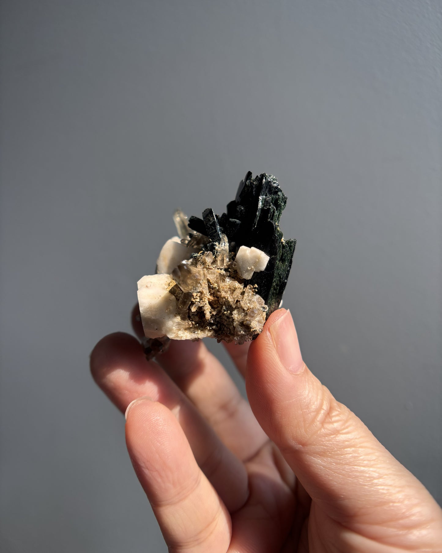 Aegirine with Multiple Smoky Quartz DT and Orthoclase 46.7g