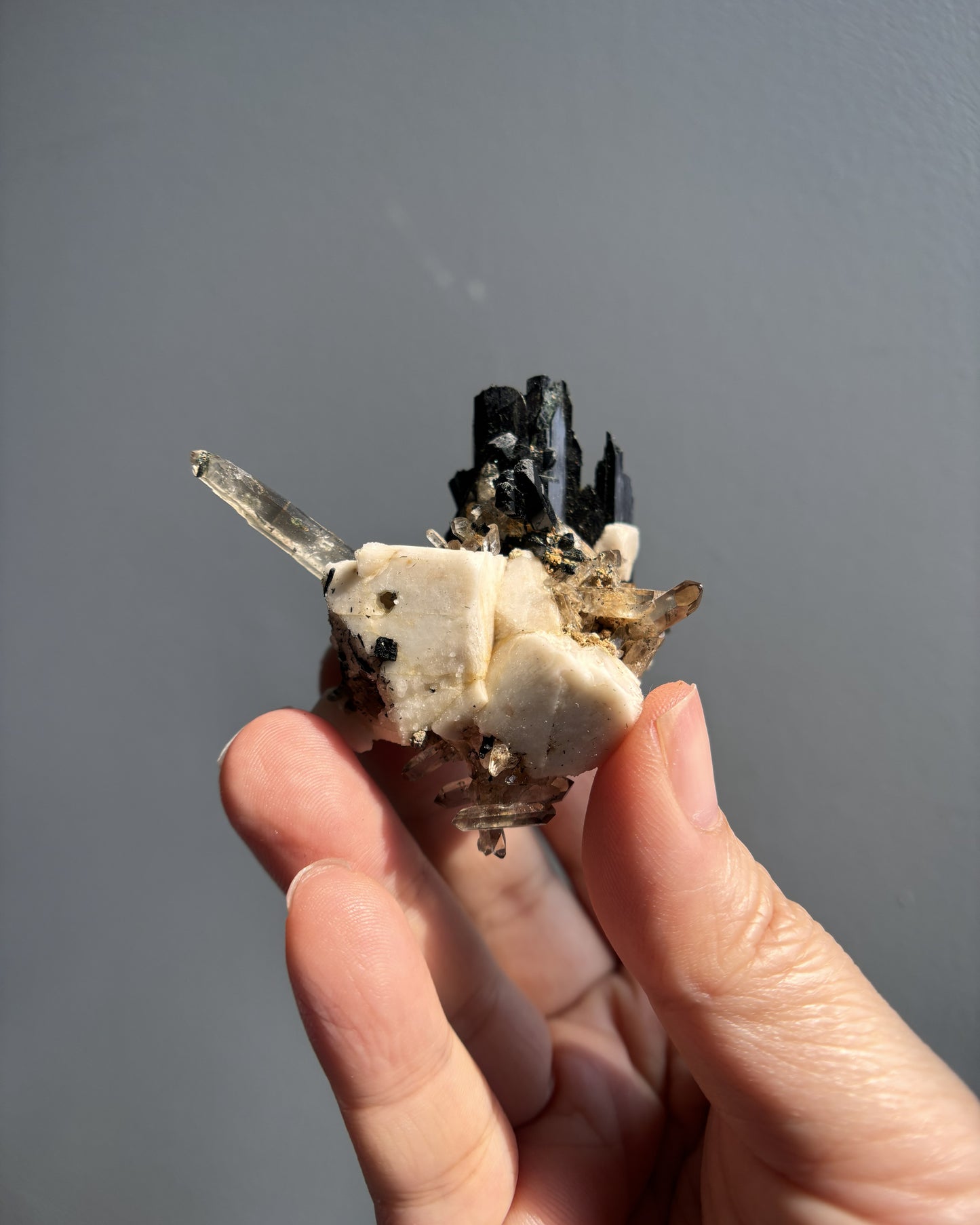 Aegirine with Multiple Smoky Quartz DT and Orthoclase 46.7g