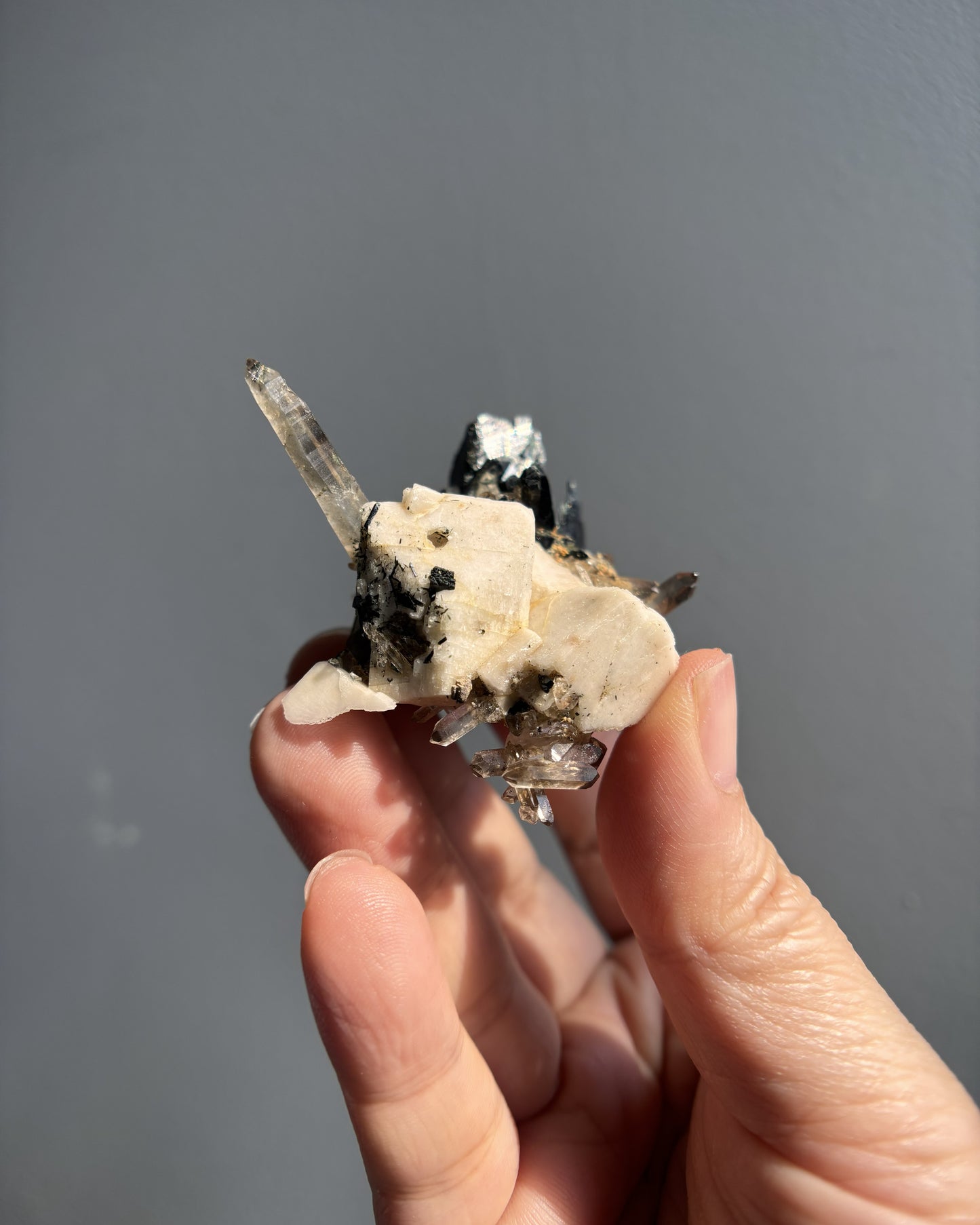 Aegirine with Multiple Smoky Quartz DT and Orthoclase 46.7g