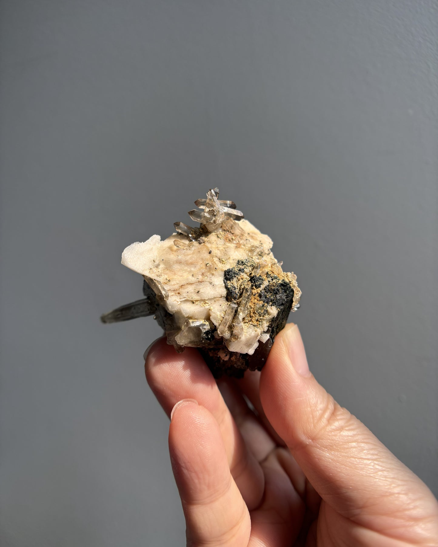 Aegirine with Multiple Smoky Quartz DT and Orthoclase 46.7g
