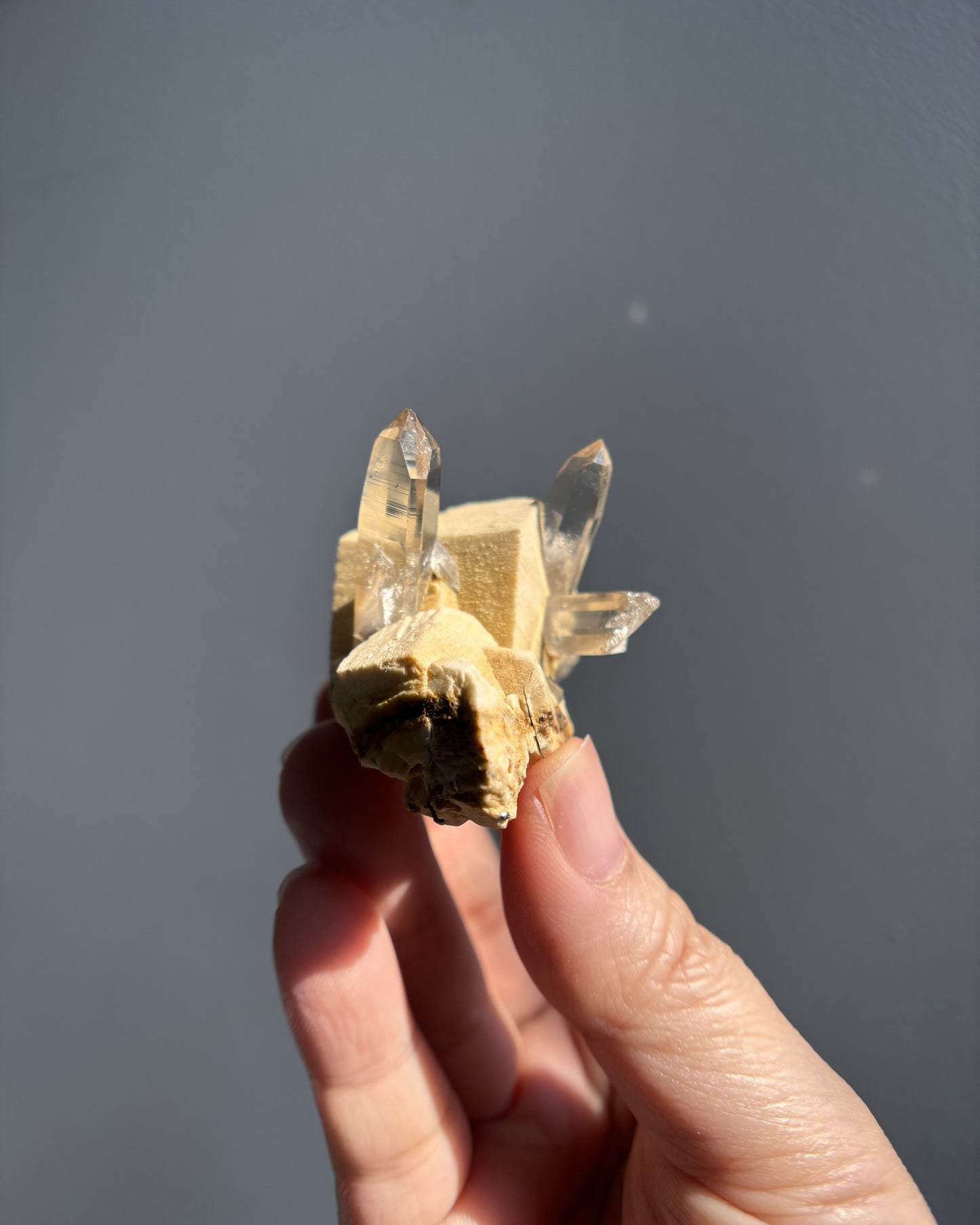Aegirine with Multiple Smoky Quartz Points on Orthoclase 46g