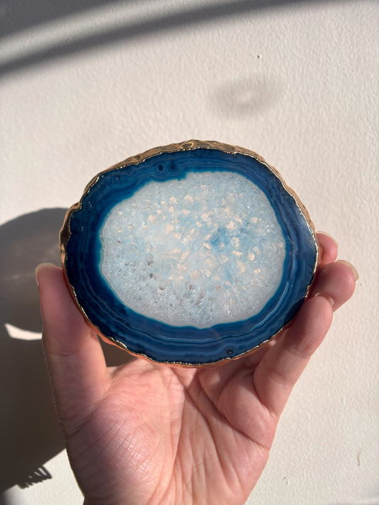 Blue Agate Electroplated Coaster