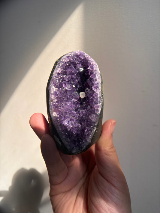 Amethyst Cutbase with Calcite 272g
