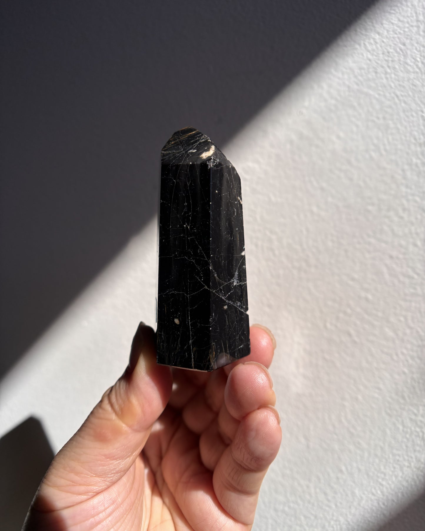 Brazilian Black Tourmaline with Hematite Tower 102.2g
