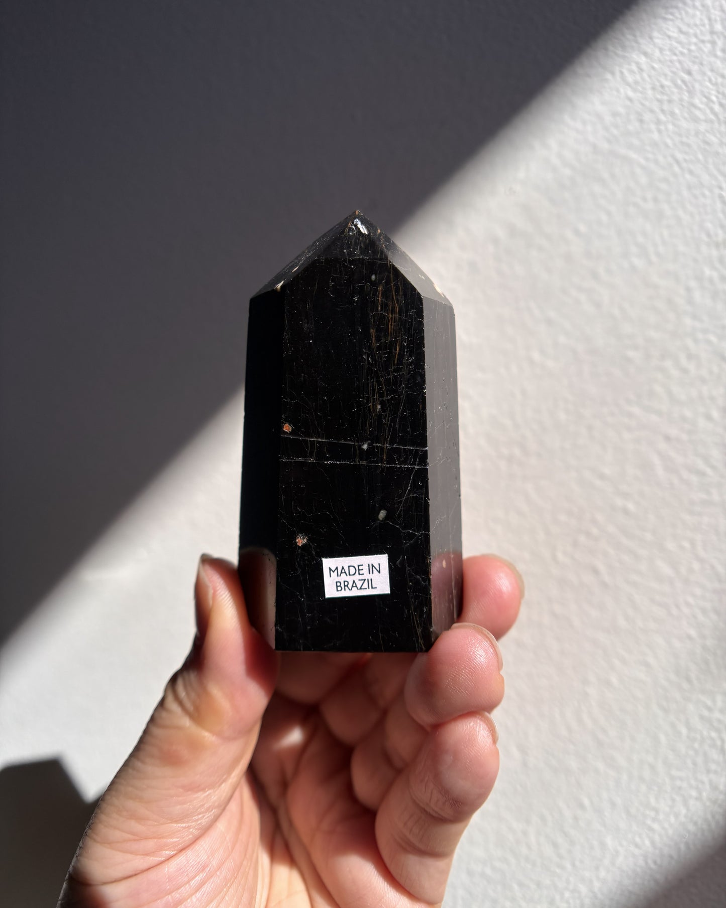 Brazilian Black Tourmaline with Hematite Tower 102.2g