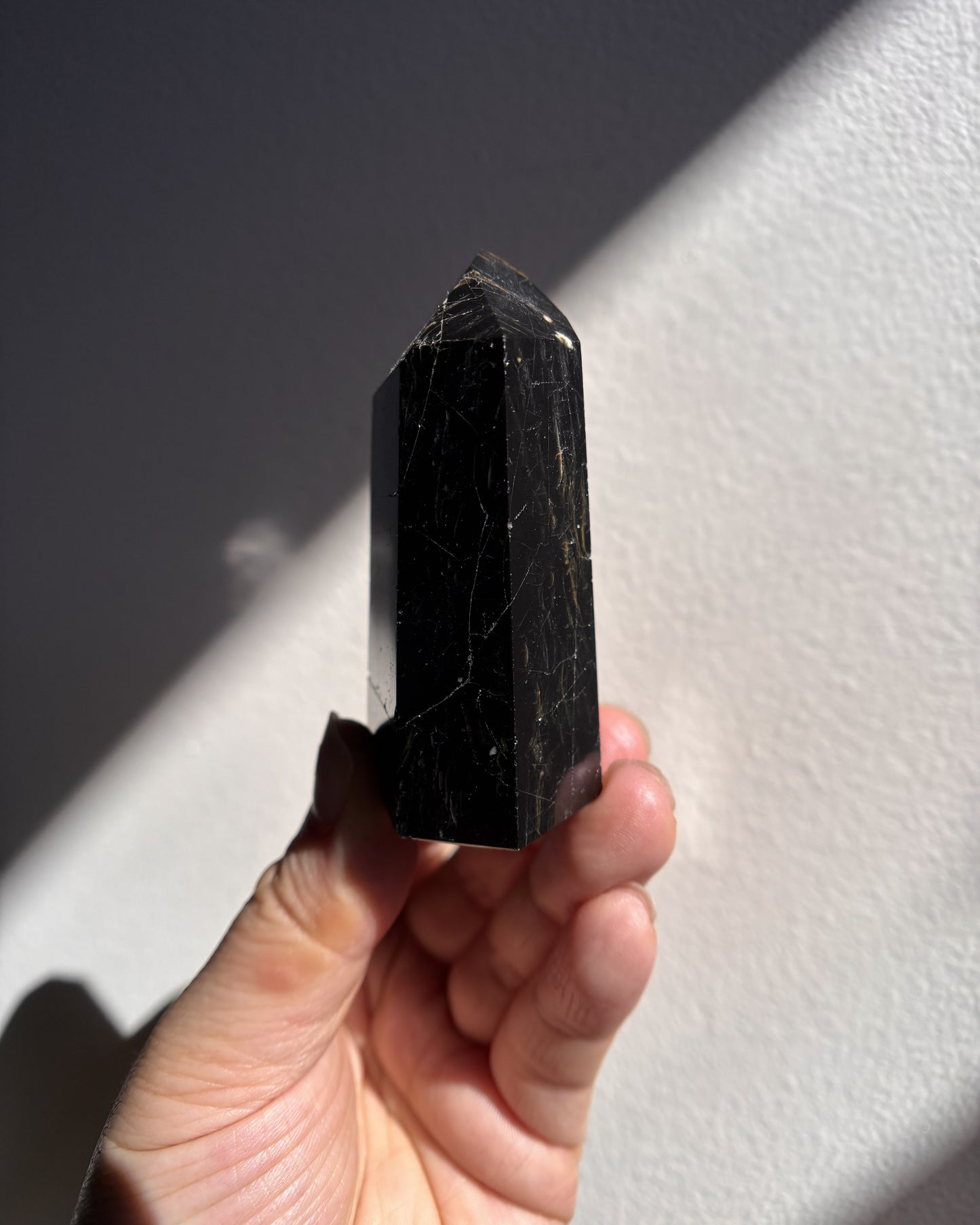 Brazilian Black Tourmaline with Hematite Tower 102.2g