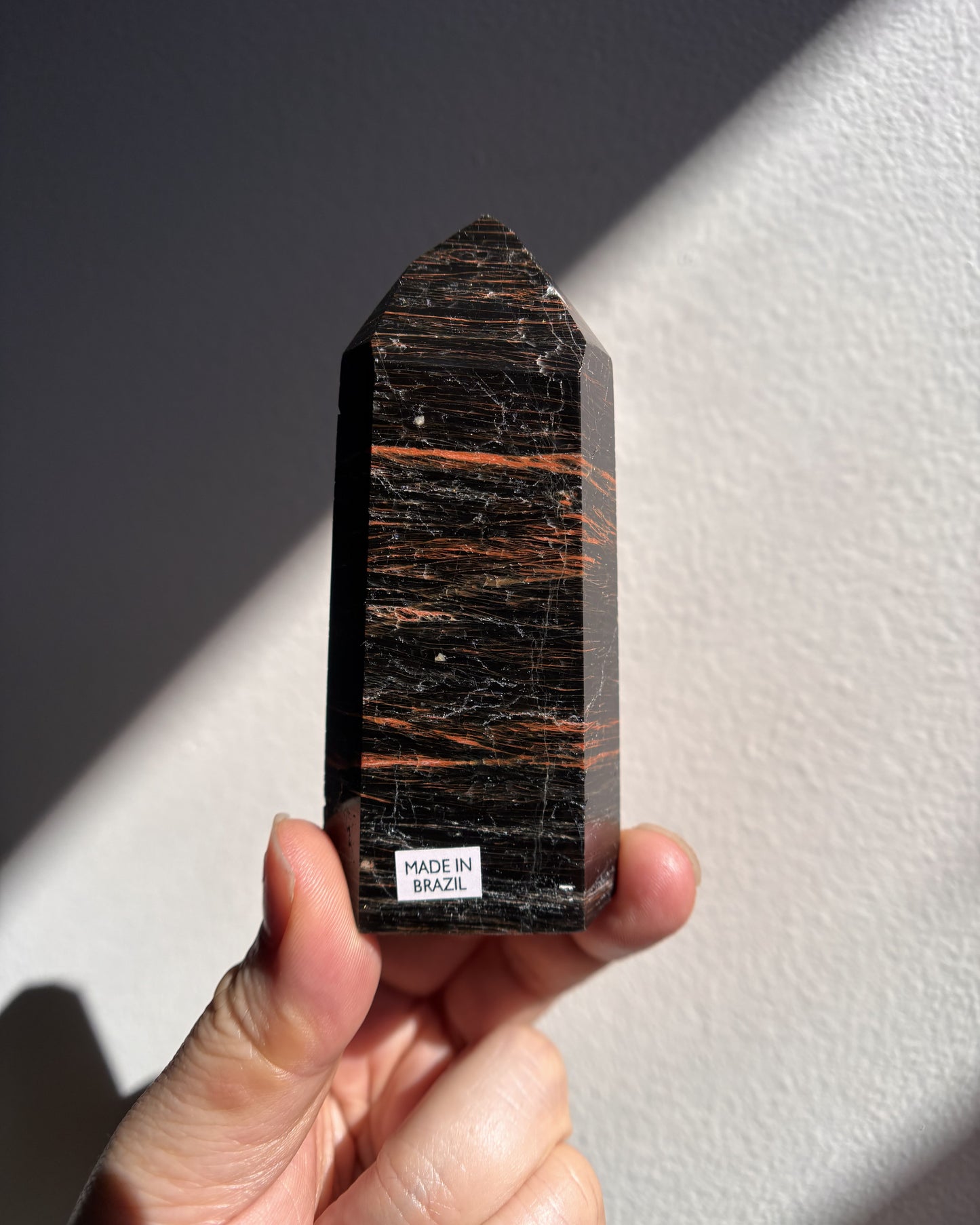 Brazilian Black Tourmaline with Hematite Tower 113.4g