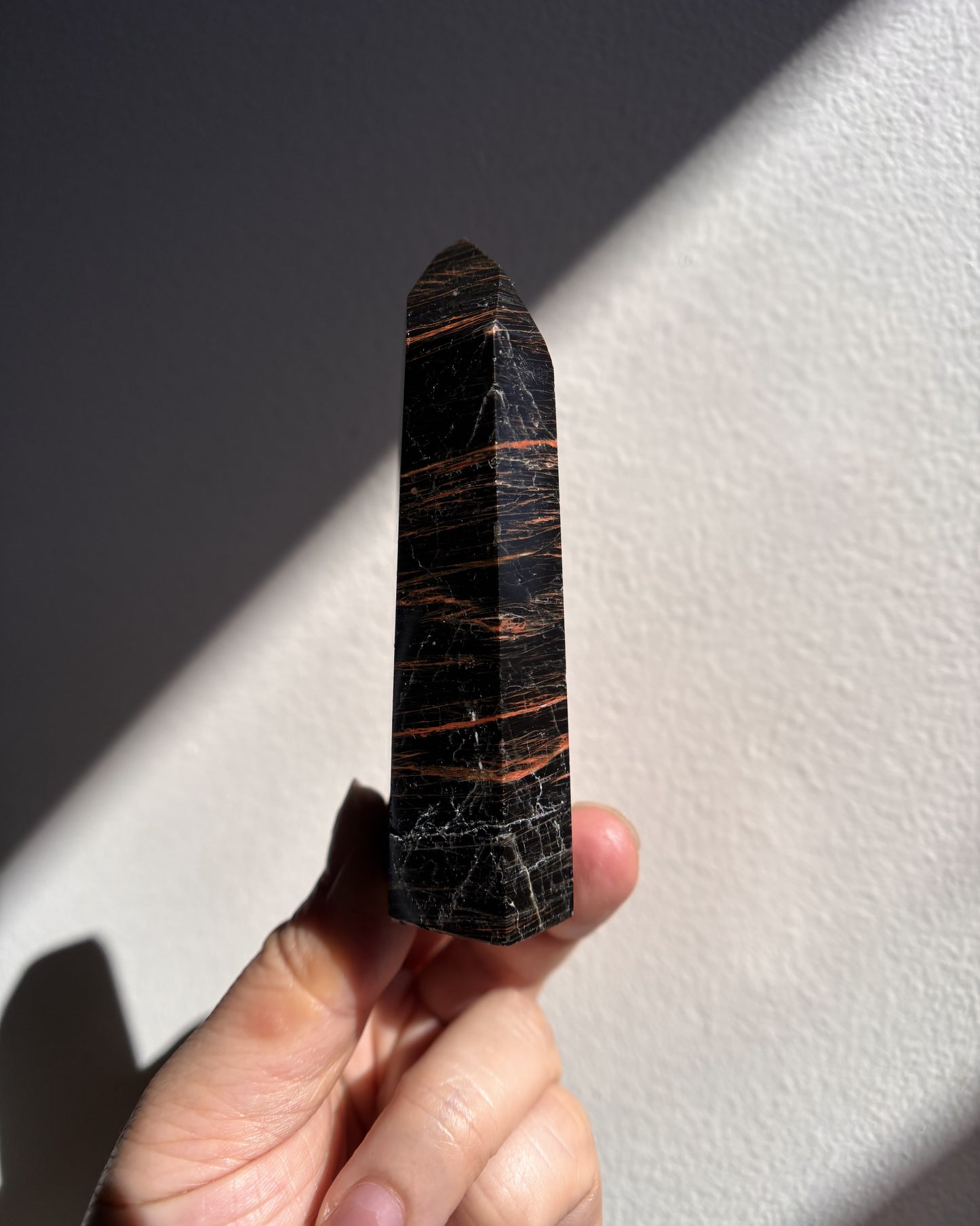 Brazilian Black Tourmaline with Hematite Tower 113.4g