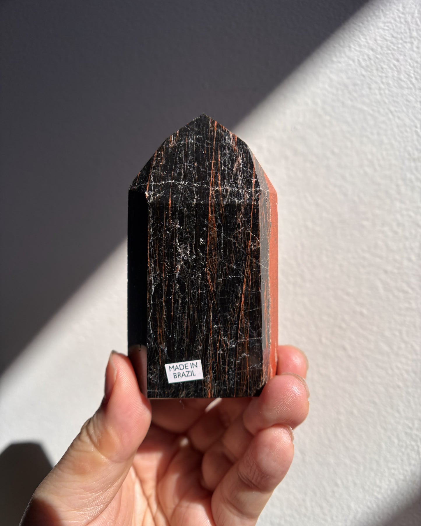 Brazilian Black Tourmaline with Hematite Tower 129.1g