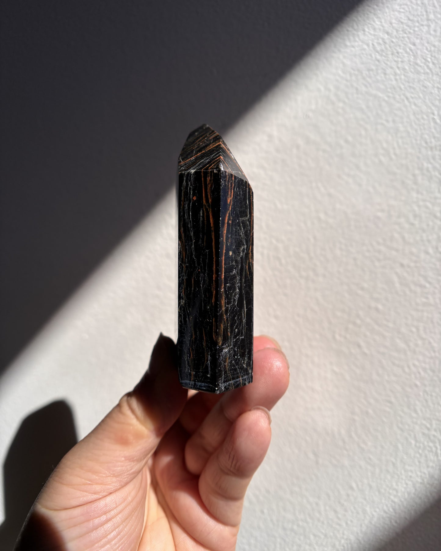 Brazilian Black Tourmaline with Hematite Tower 129.1g