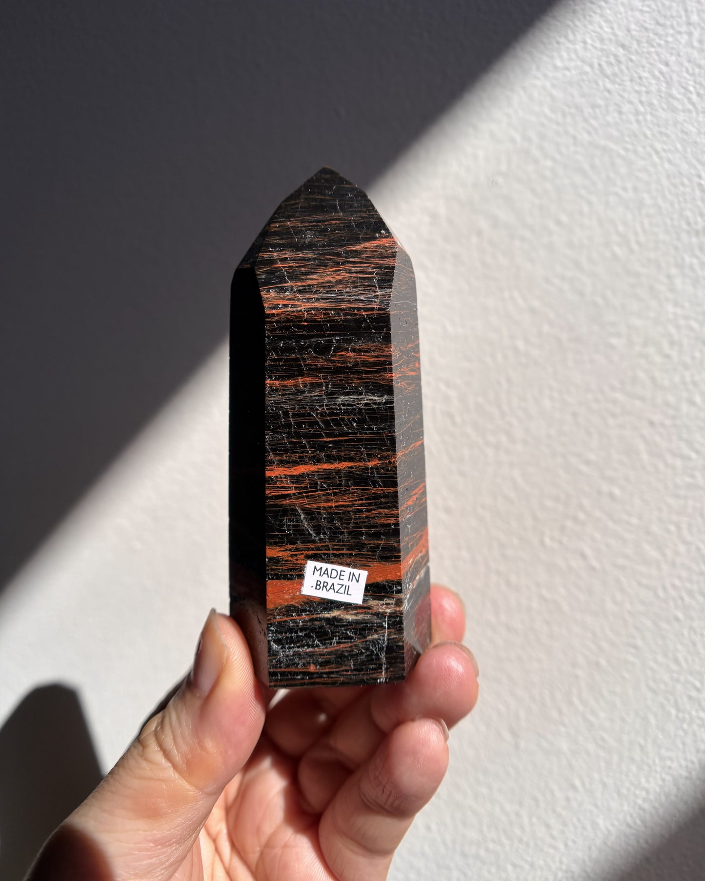 Brazilian Black Tourmaline with Hematite Tower 135.8g
