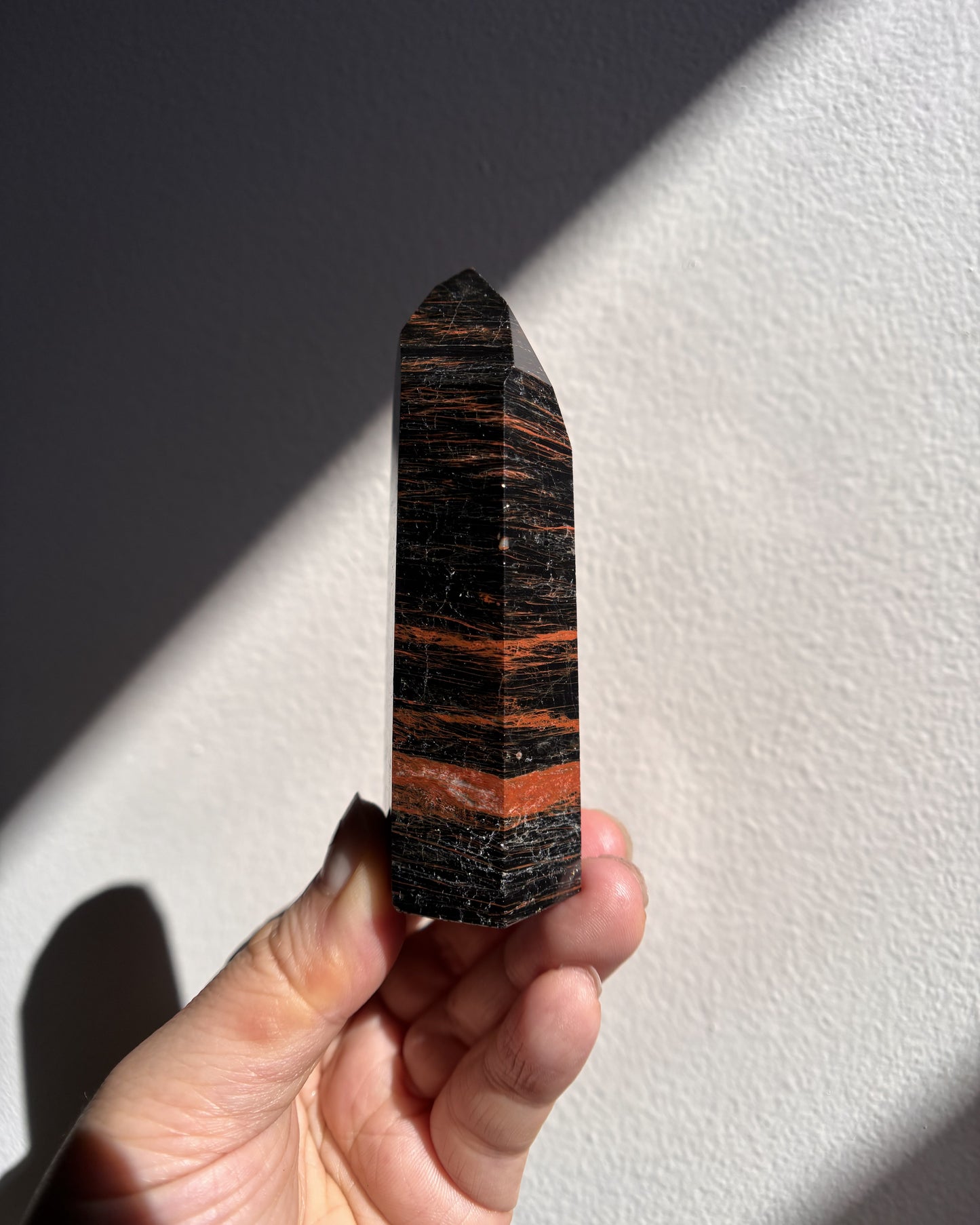 Brazilian Black Tourmaline with Hematite Tower 135.8g