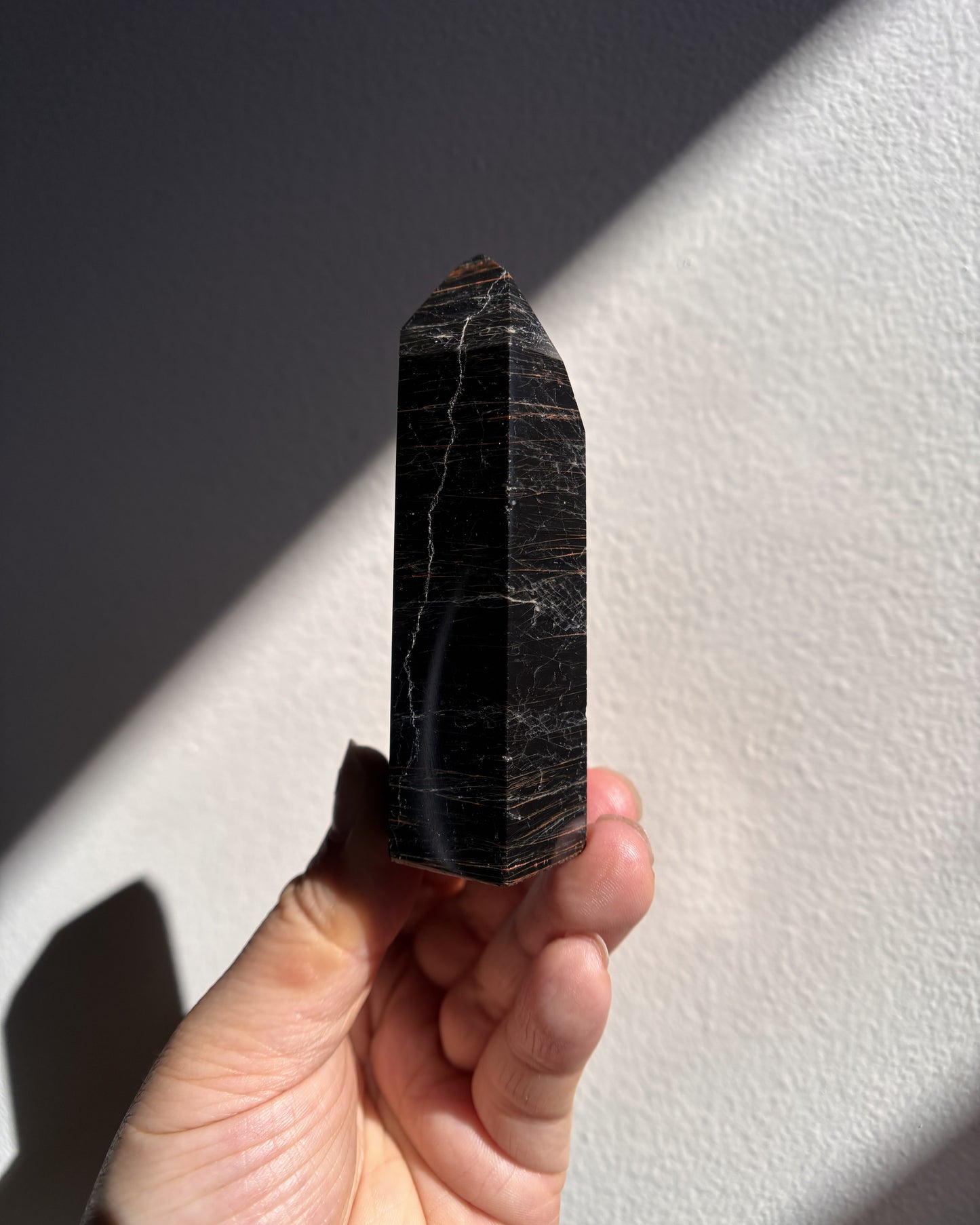 Brazilian Black Tourmaline with Hematite Tower 148.6g