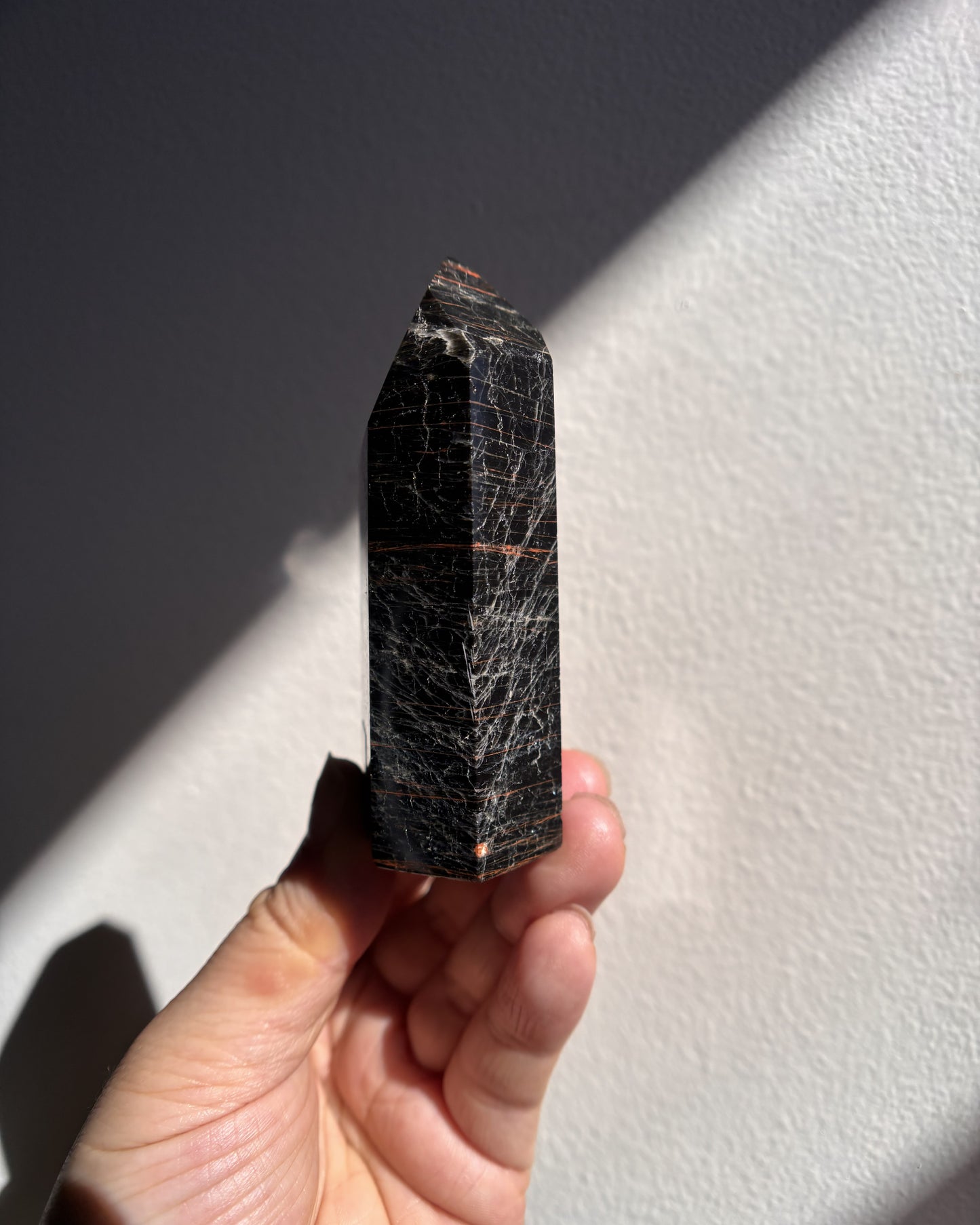 Brazilian Black Tourmaline with Hematite Tower 148.6g