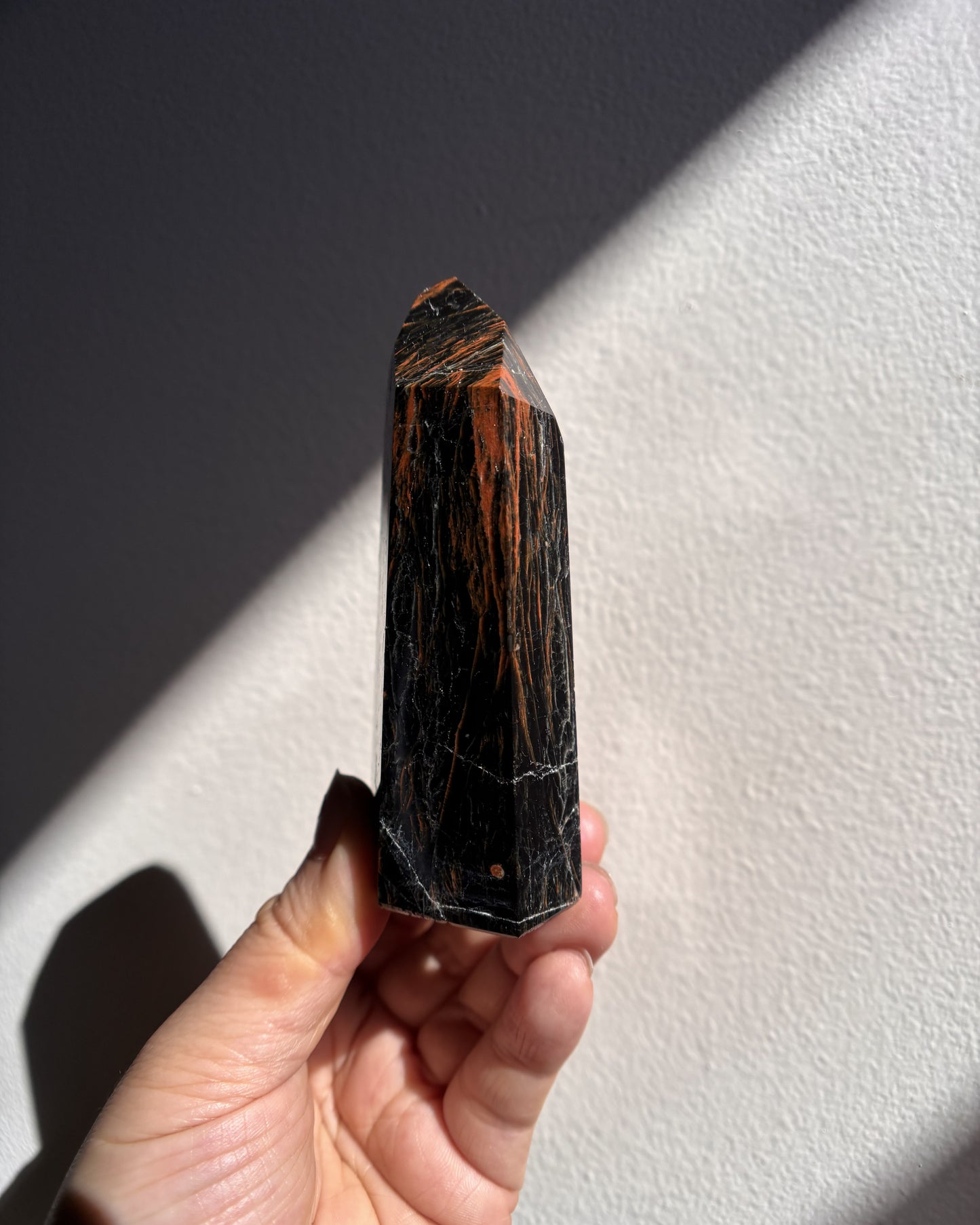 Brazilian Black Tourmaline with Hematite Tower 197.6g