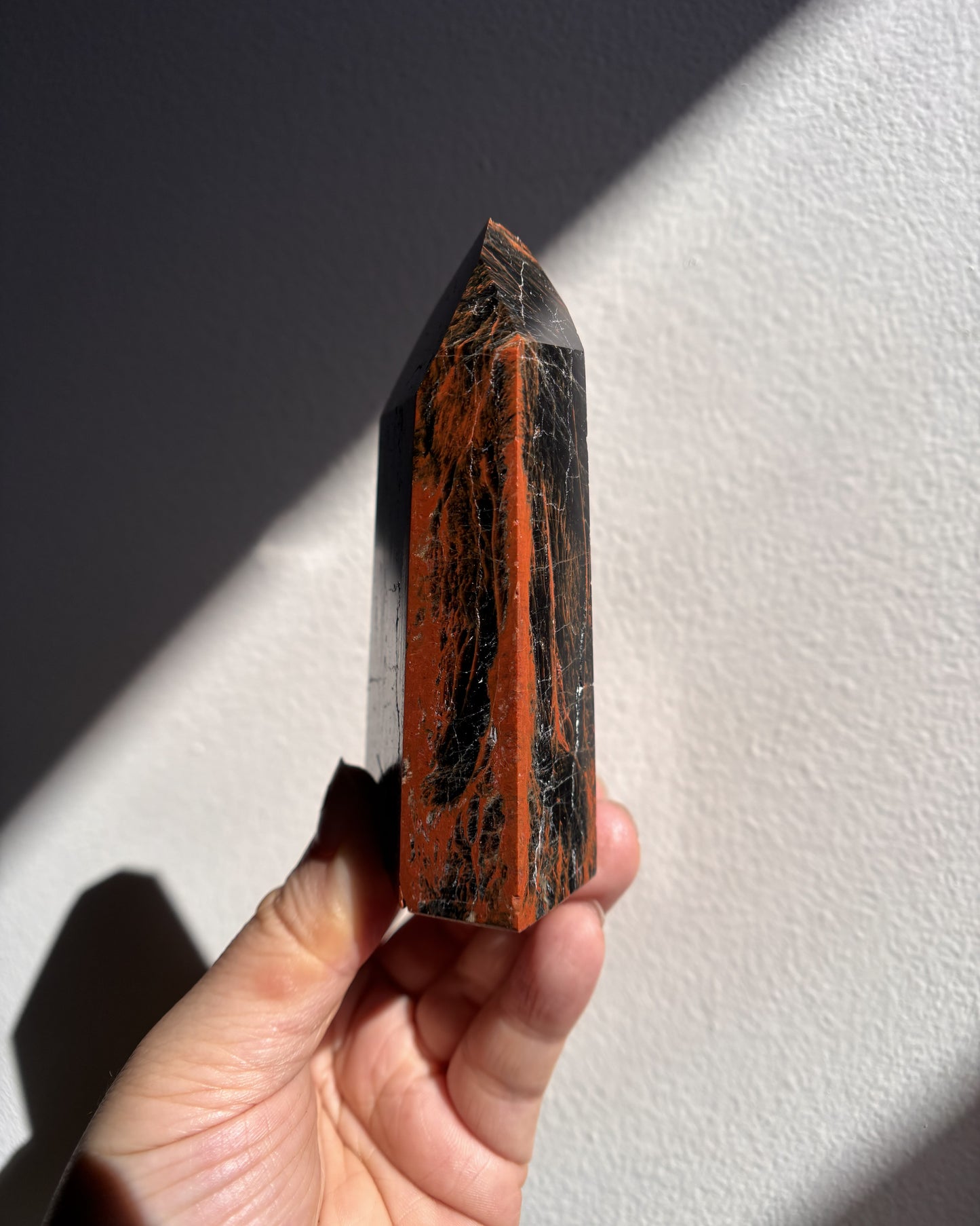 Brazilian Black Tourmaline with Hematite Tower 197.6g