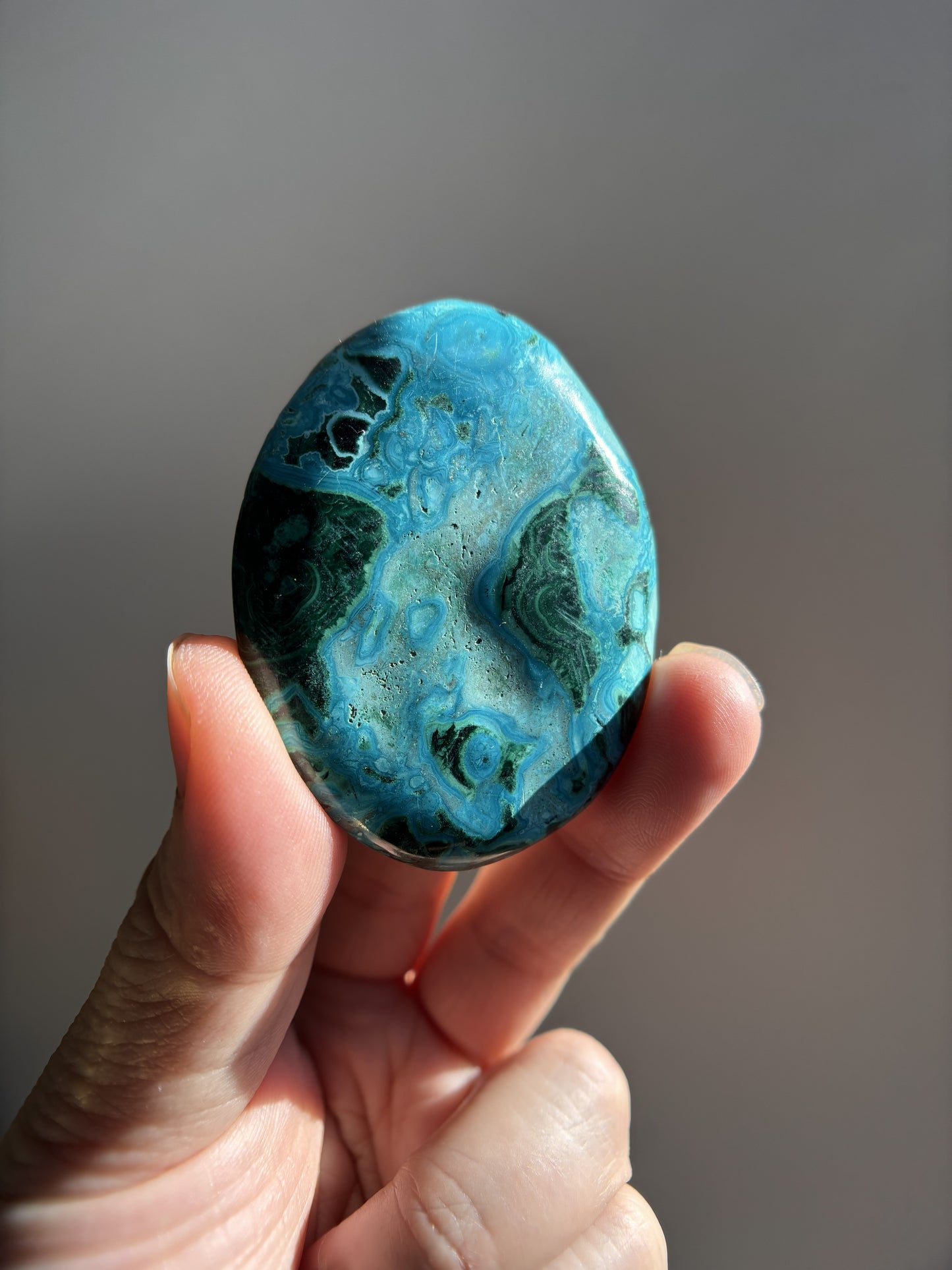 Chrysocolla Malachite Palmstone 34g
