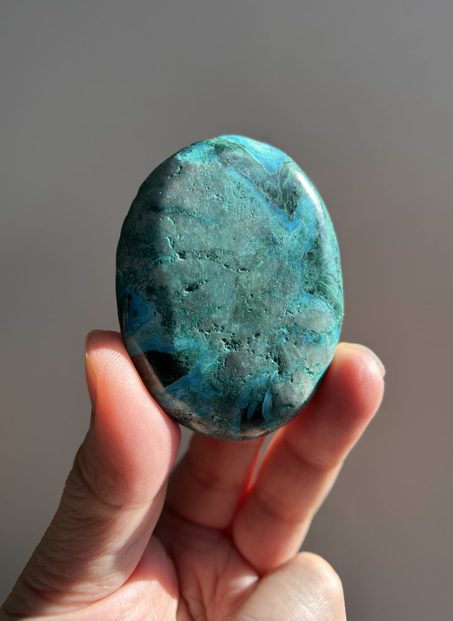 Chrysocolla Malachite Palmstone 43g