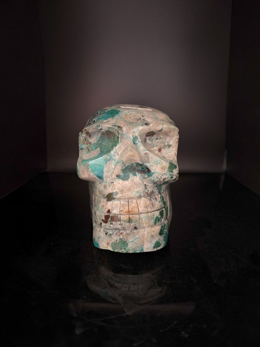 Chrysocolla and Quartz Skull 2.07kg (4.6lbs)