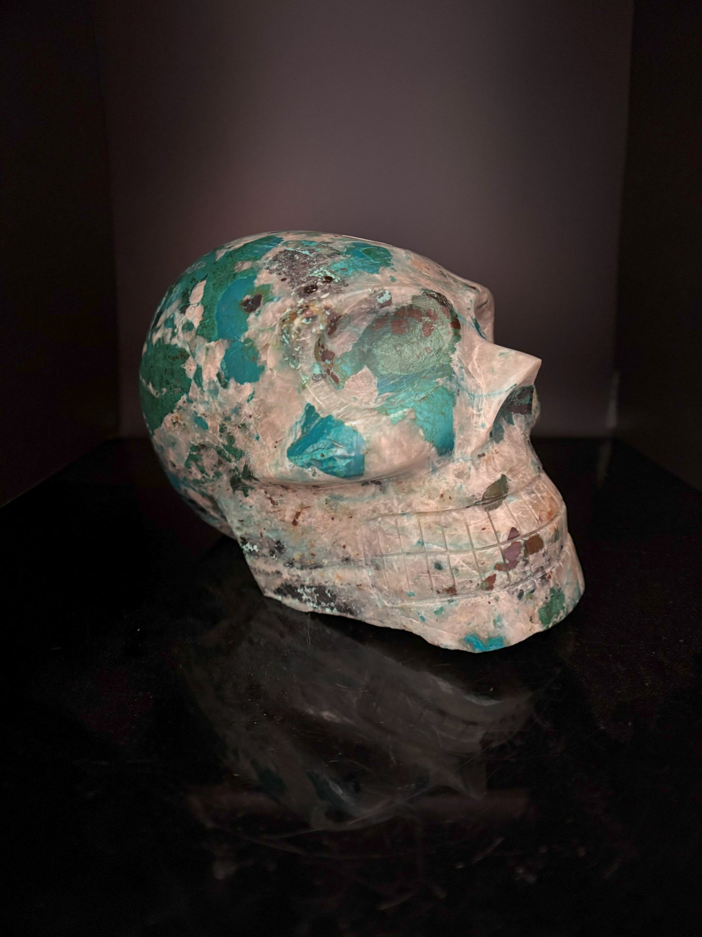 Chrysocolla and Quartz Skull 2.07kg (4.6lbs)