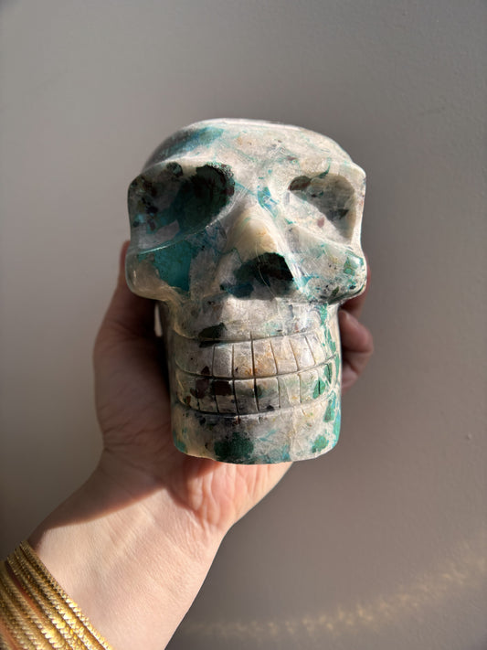 Chrysocolla and Quartz Skull 2.07kg (4.6lbs)