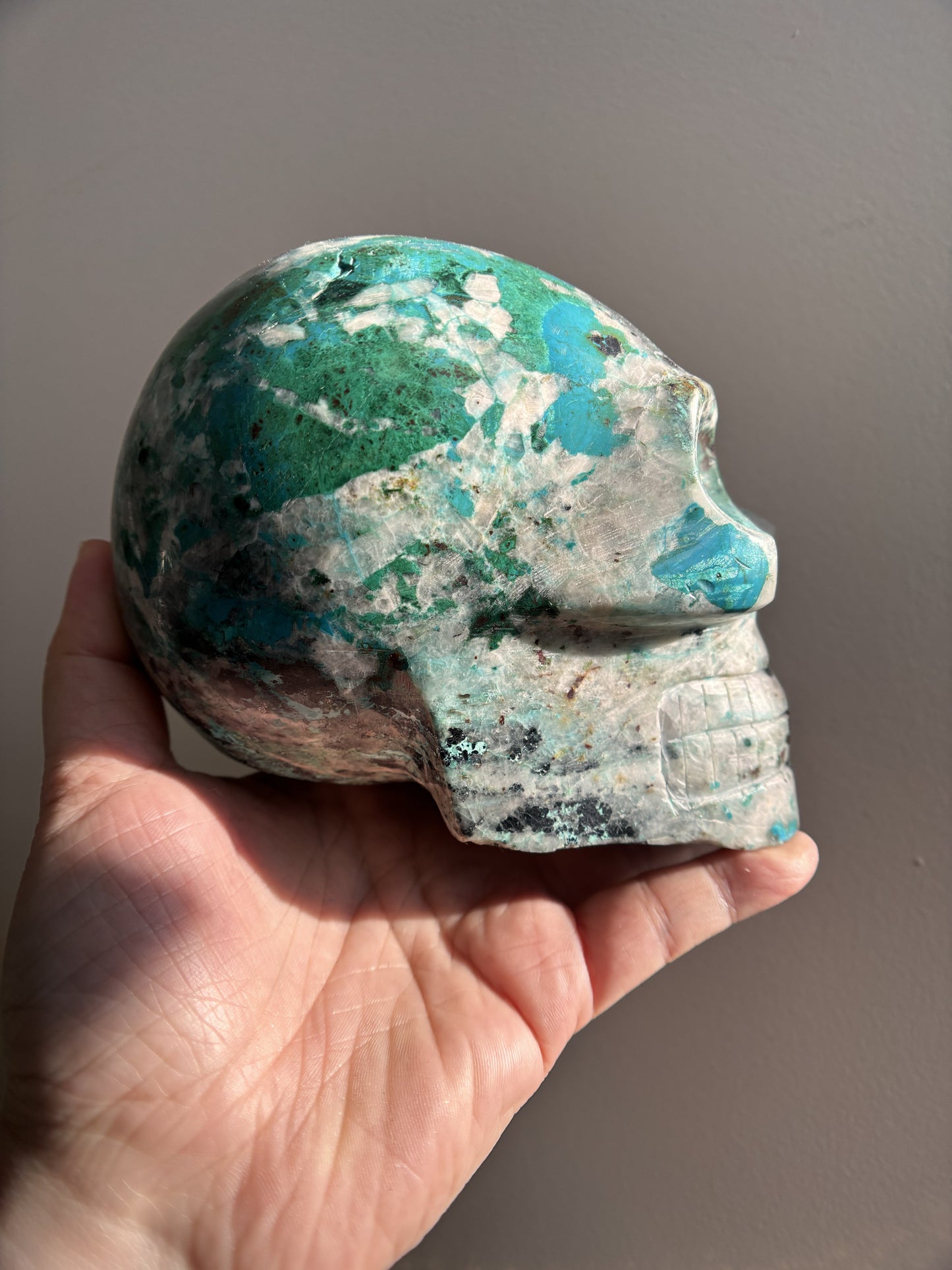 Chrysocolla and Quartz Skull 2.07kg (4.6lbs)