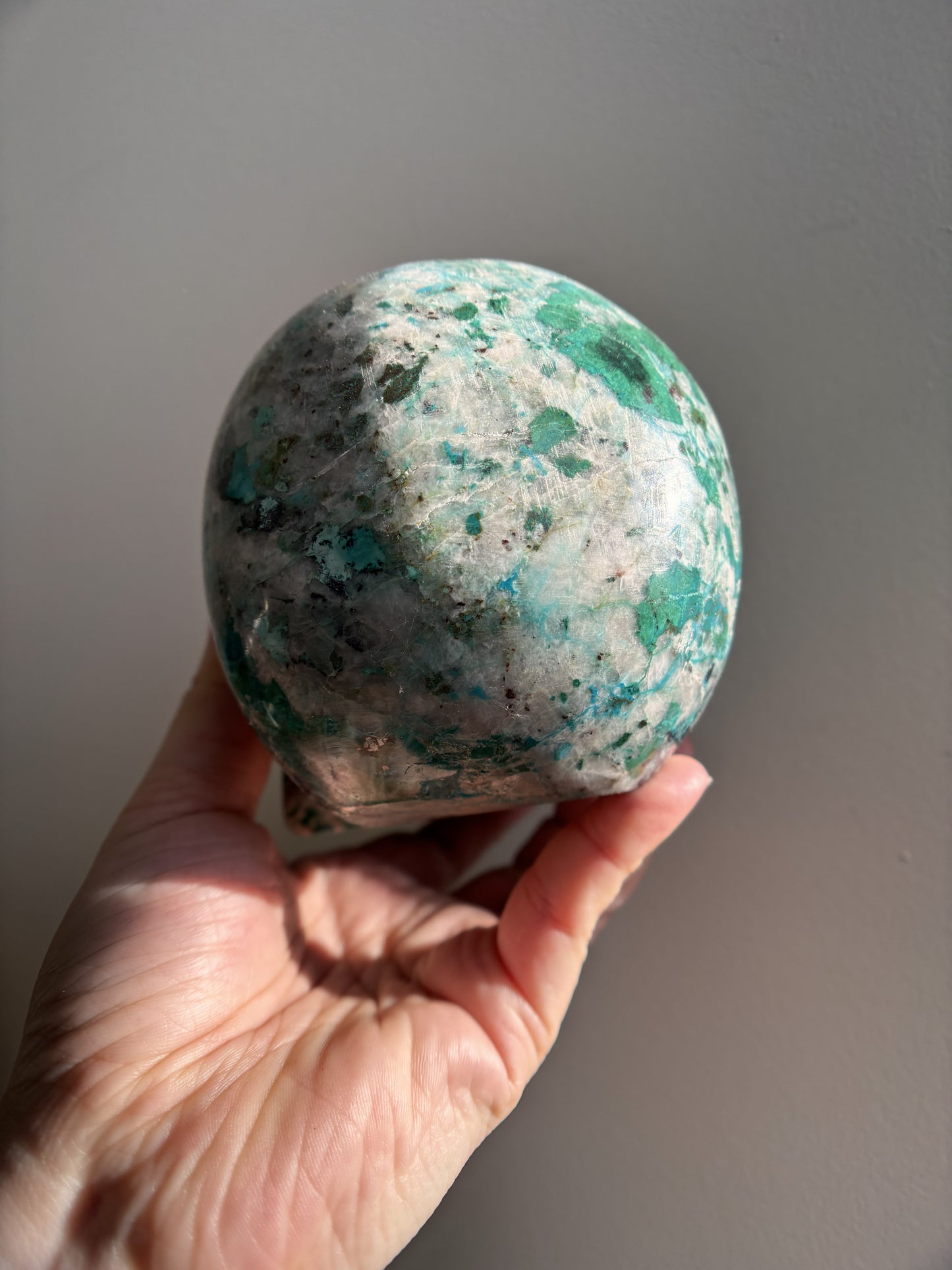 Chrysocolla and Quartz Skull 2.07kg (4.6lbs)