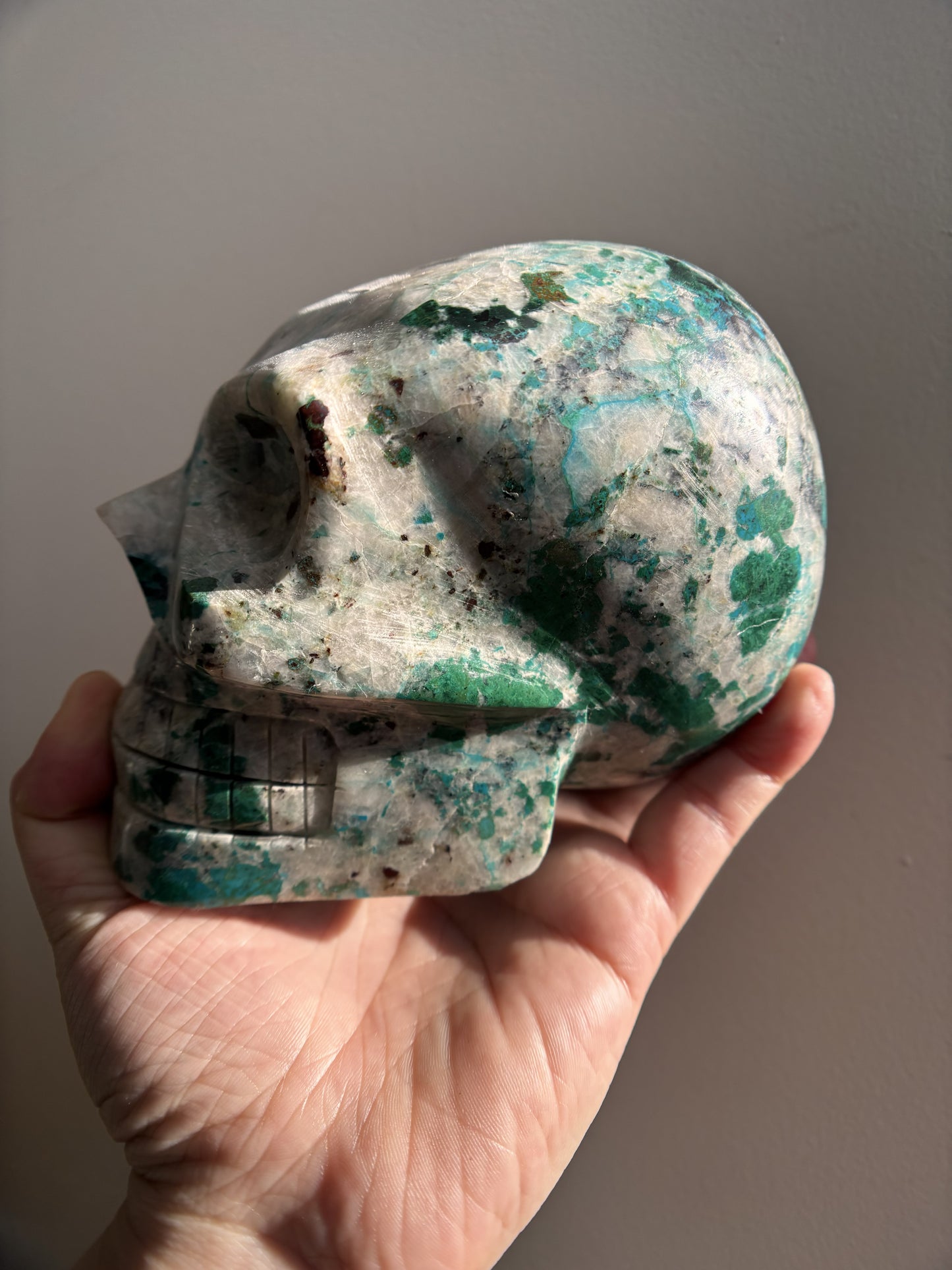Chrysocolla and Quartz Skull 2.07kg (4.6lbs)